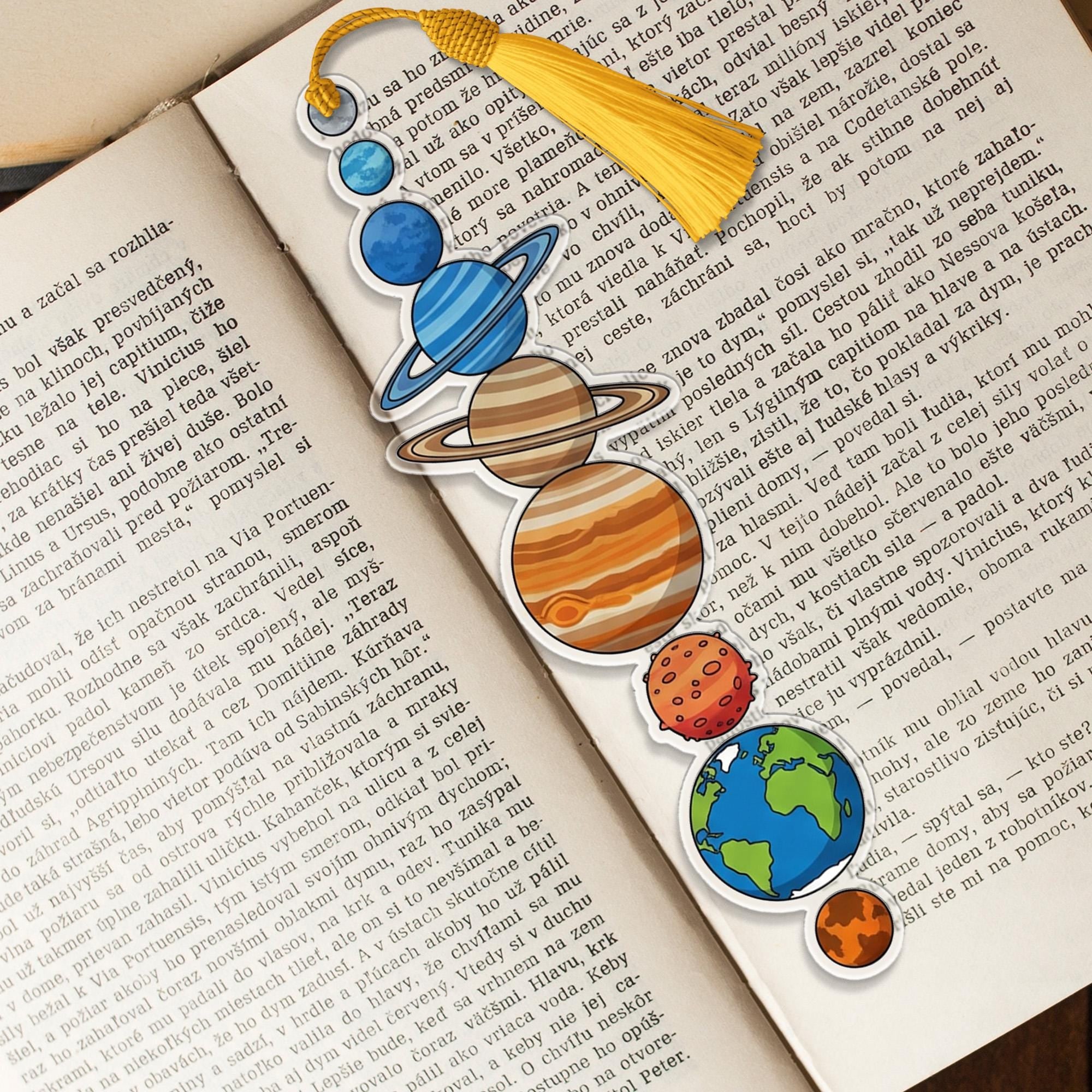 Planet Bookmark with Tassel – Solar System Bookmark for Kids, Teachers – Cute Space Theme Gift for Book Lovers & Students