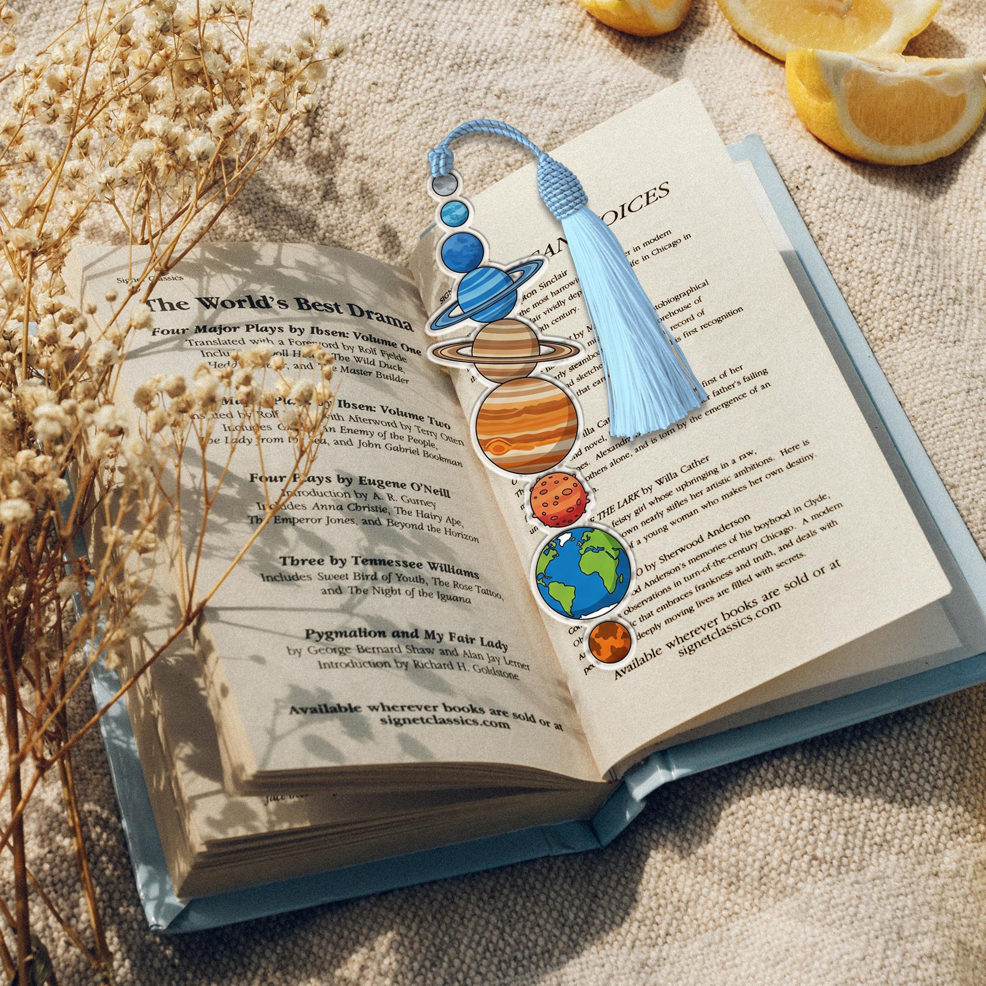 Planet Bookmark with Tassel – Solar System Bookmark for Kids, Teachers – Cute Space Theme Gift for Book Lovers & Students