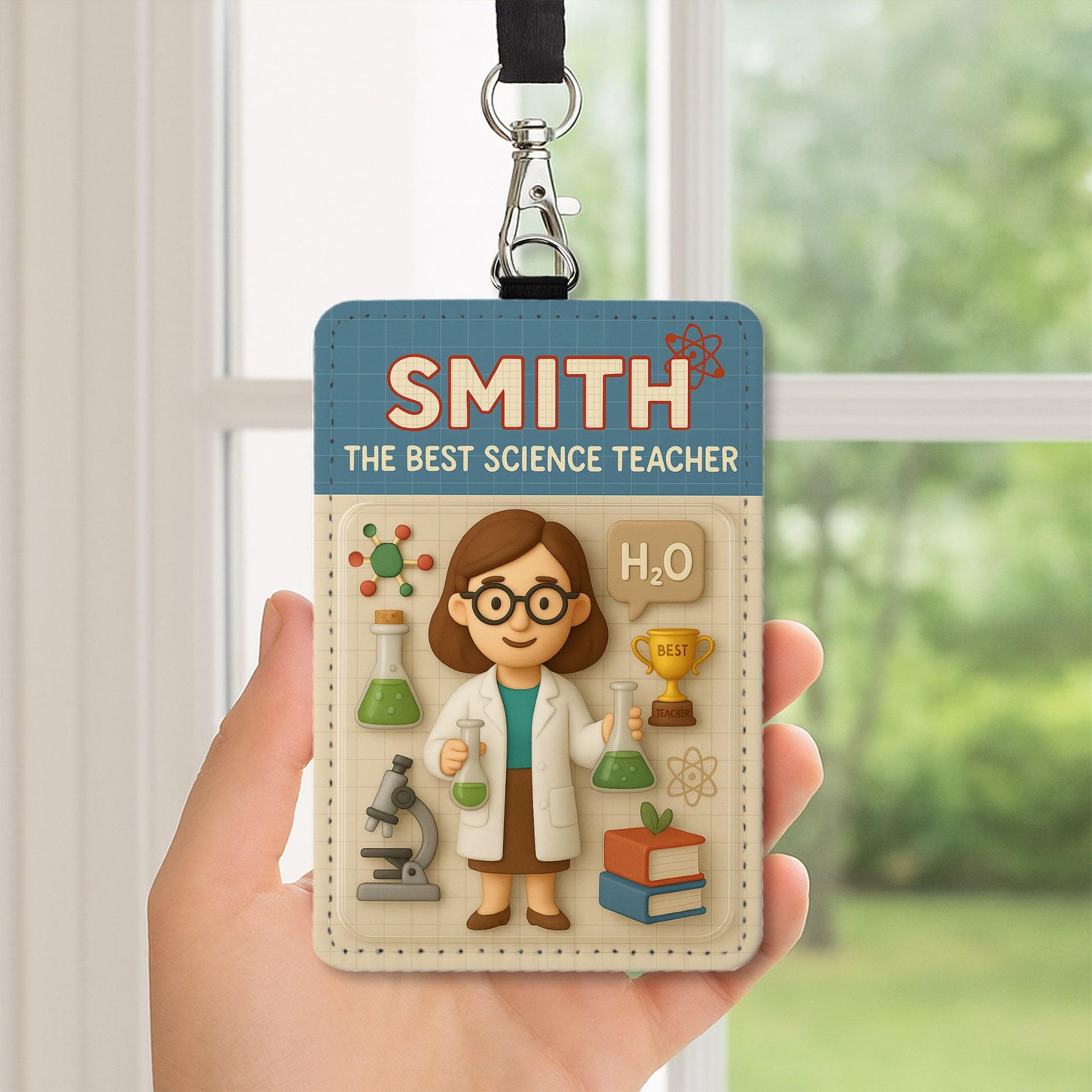 Custom Teacher Subject Badge Holder, Personalized ID Tag with Subject Icons, Math Science Music Physics Lanyard Gift, Cute Staff Accessory