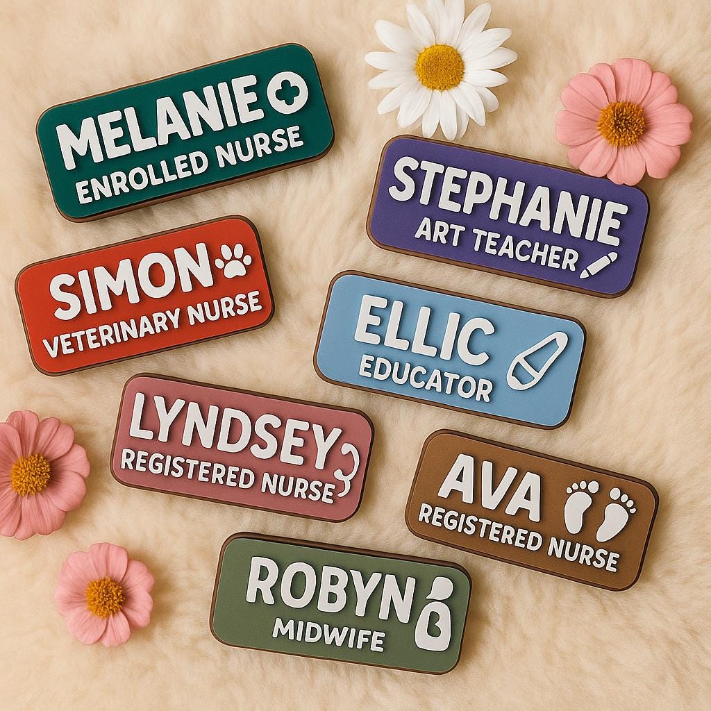 Custom Magnetic Name Tag for Nurses & Teachers, Personalized Role Badge, Cute Professional ID Gift, Strong Clip-Free Backing 2layer tag
