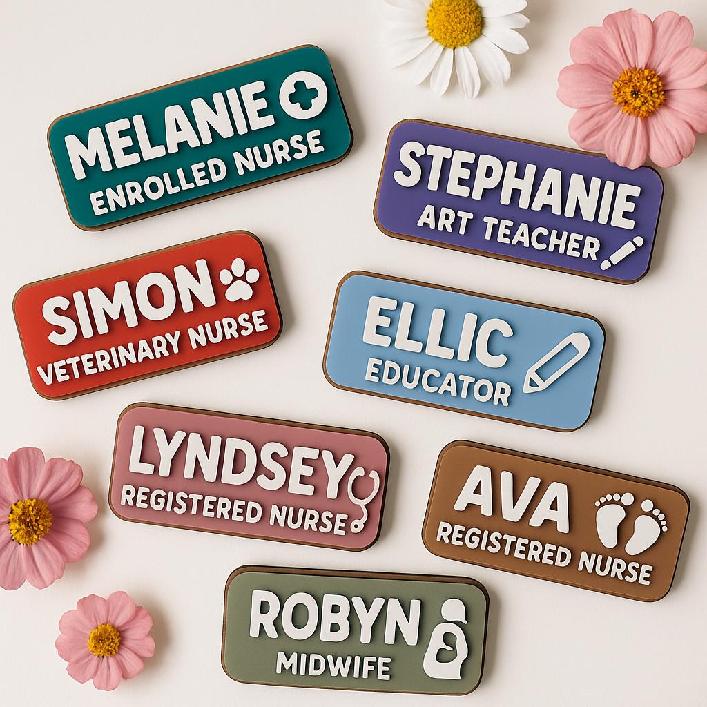 Custom Magnetic Name Tag for Nurses & Teachers, Personalized Role Badge, Cute Professional ID Gift, Strong Clip-Free Backing 2layer tag