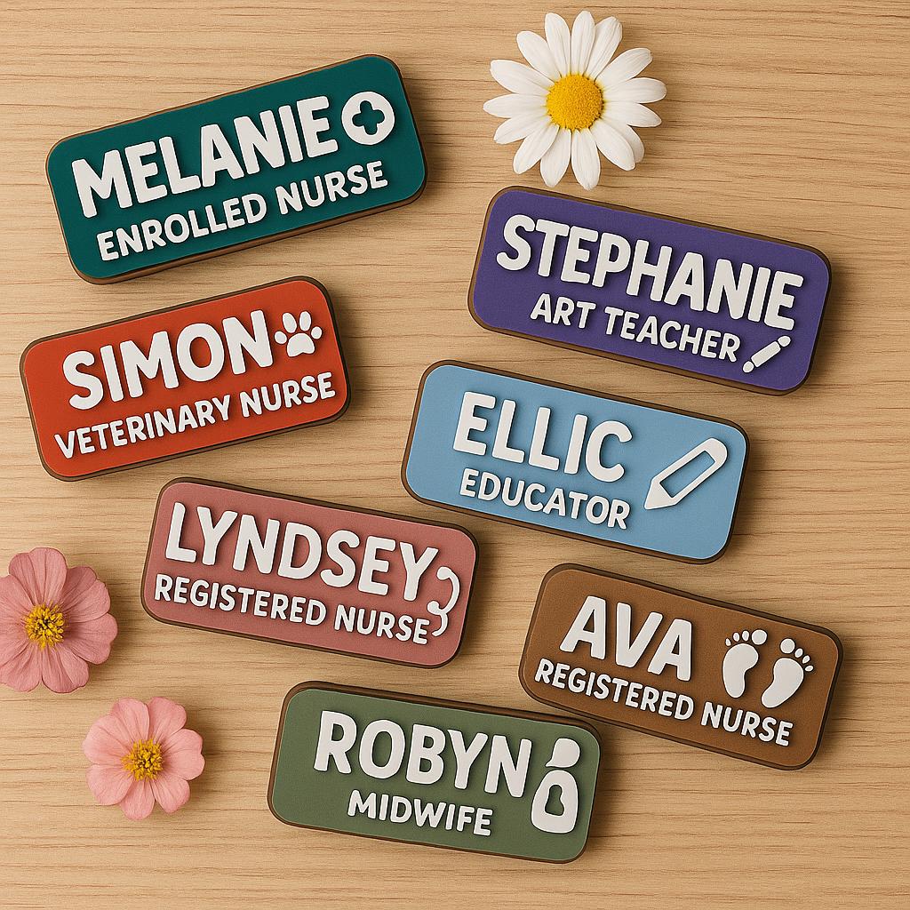 Custom Magnetic Name Tag for Nurses & Teachers, Personalized Role Badge, Cute Professional ID Gift, Strong Clip-Free Backing 2layer tag