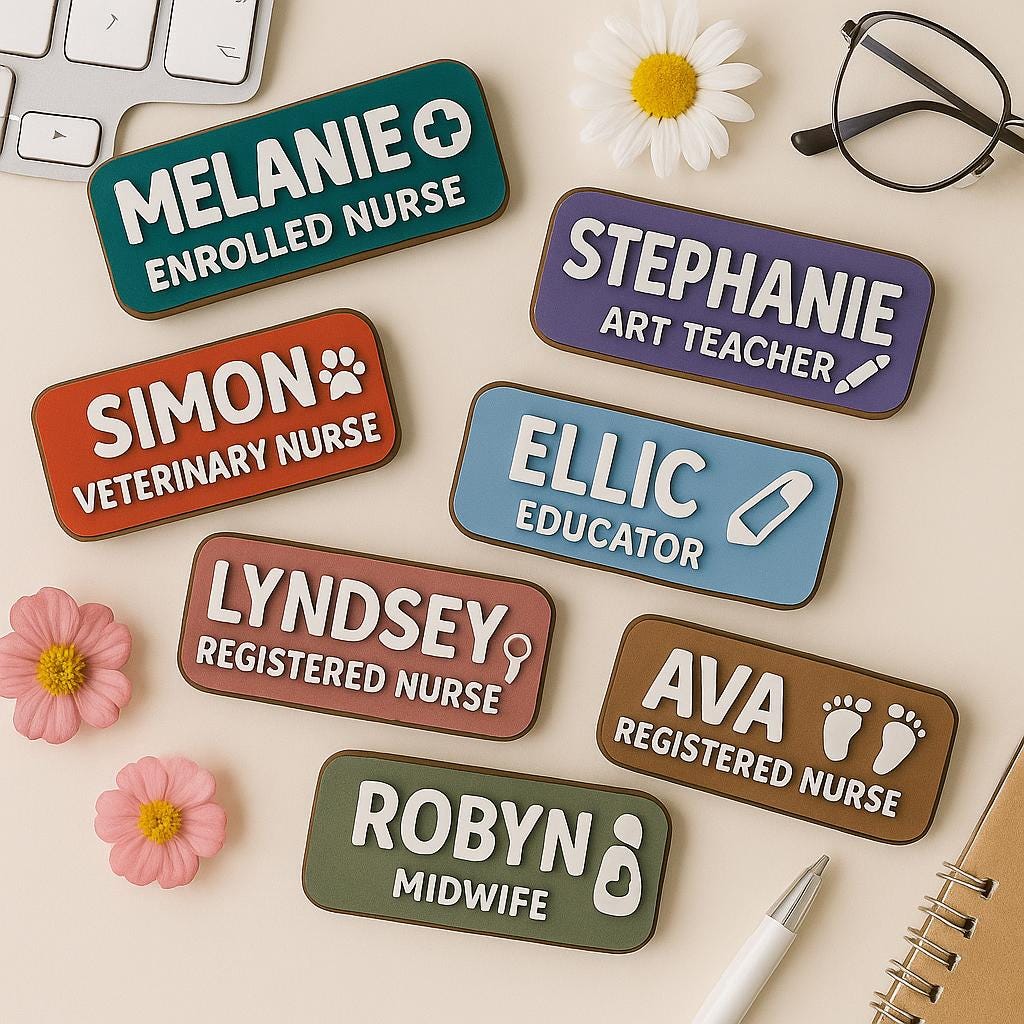 Custom Magnetic Name Tag for Nurses & Teachers, Personalized Role Badge, Cute Professional ID Gift, Strong Clip-Free Backing 2layer tag