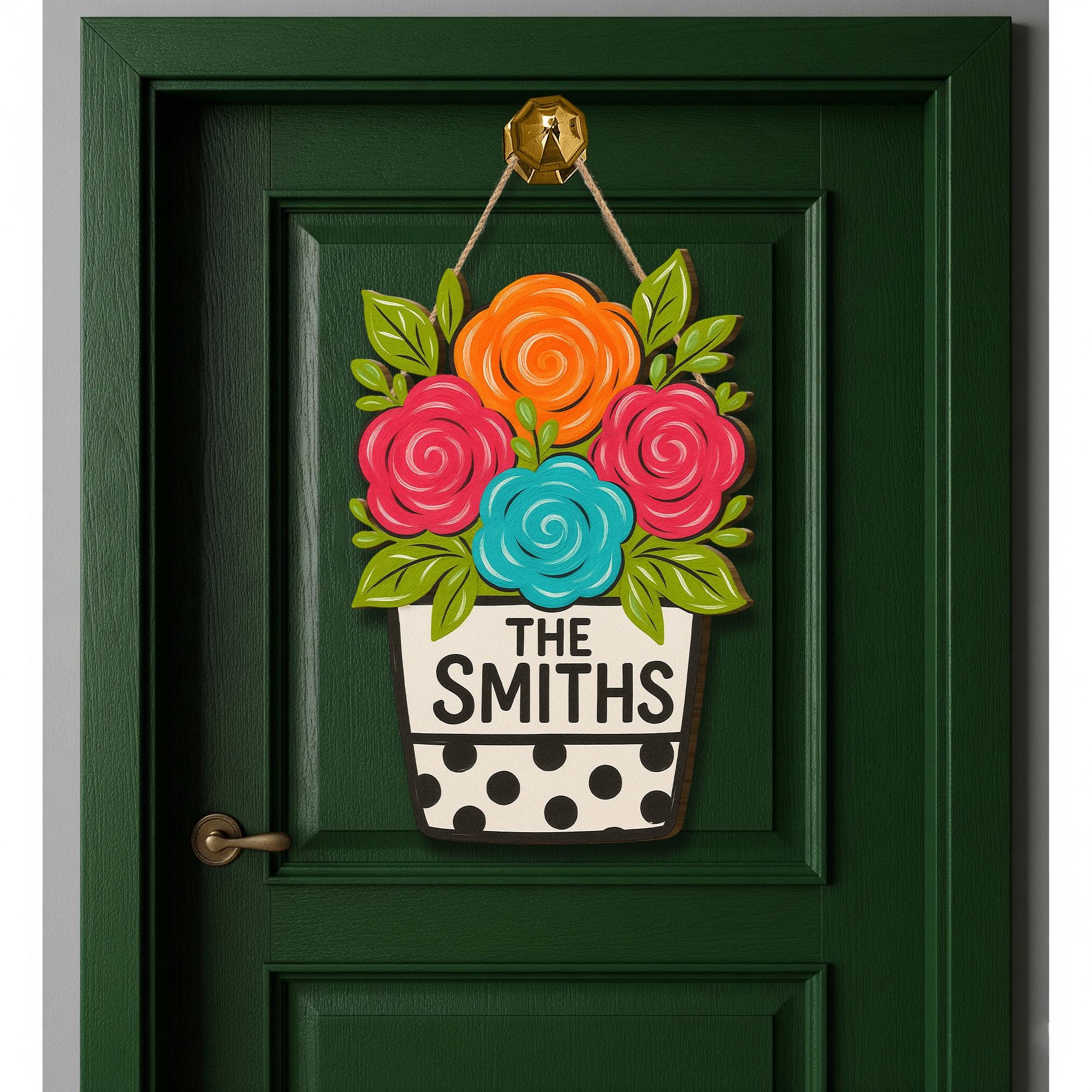 Personalized Floral Door Sign, Custom Family Name Sign, Summer Front Door Decor, Wood Flower Welcome Sign, Housewarming Gift