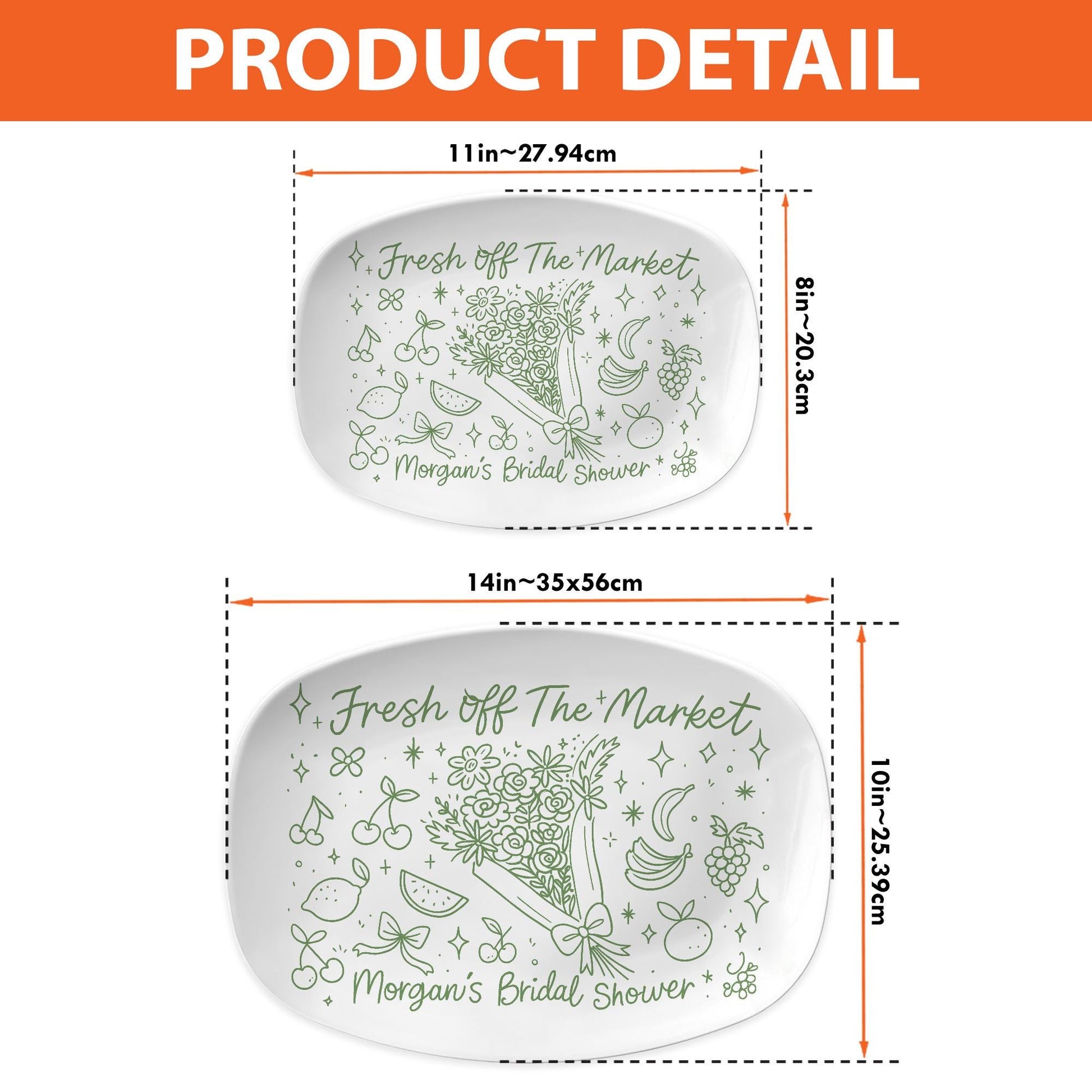 Fresh Off The Market Bridal Shower Platter, Custom Wedding Gift Dish, Personalized Fruit Theme Plate, Funny Engagement Keepsake DECOR ONLY