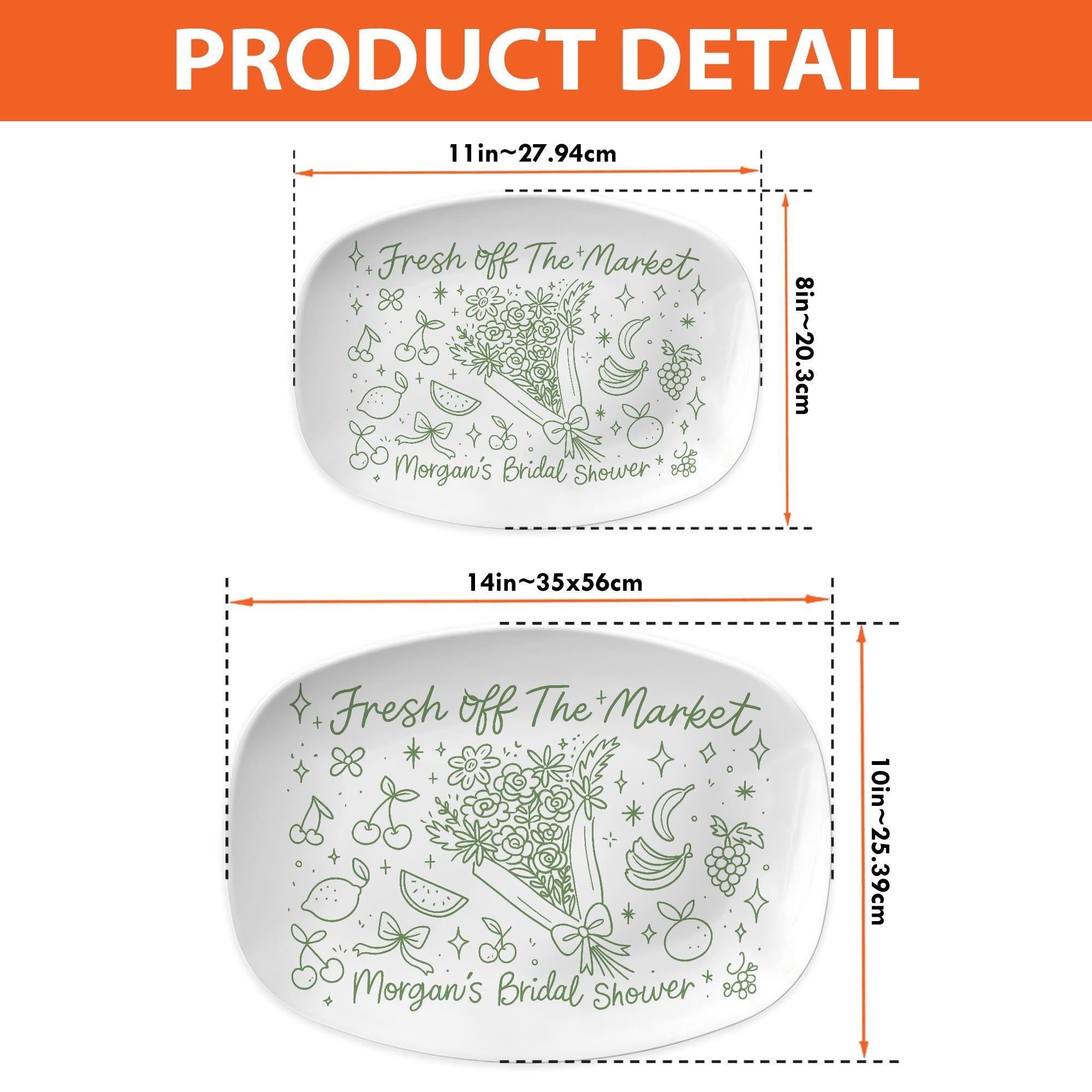 Fresh Off The Market Bridal Shower Platter, Custom Wedding Gift Dish, Personalized Fruit Theme Plate, Funny Engagement Keepsake DECOR ONLY