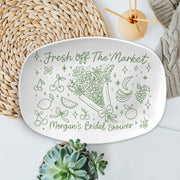 Fresh Off The Market Bridal Shower Platter, Custom Wedding Gift Dish, Personalized Fruit Theme Plate, Funny Engagement Keepsake DECOR ONLY