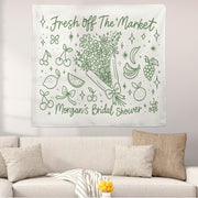 Fresh Off The Market Bridal Shower Tapestry, Fruit Theme Wall Banner, Custom Name Wedding Decor, Funny Engagement Party Sign