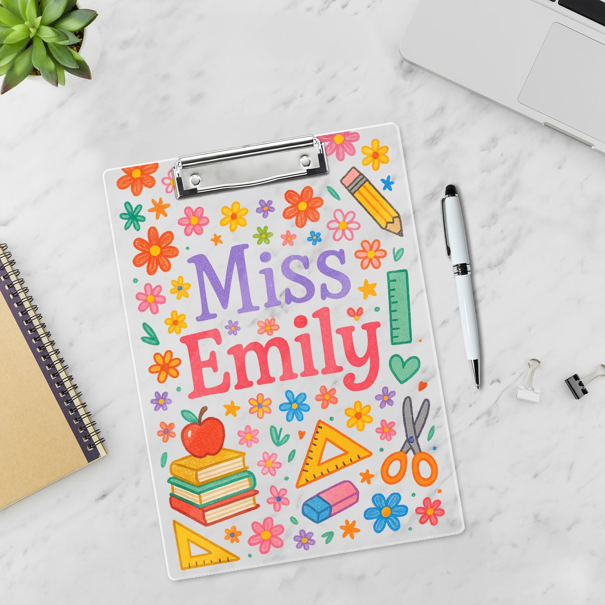 Personalized Teacher Clipboard, Custom Floral Clipboard with Name, Cute Back to School Gift, Teacher Office Supplies, Back To School Gift