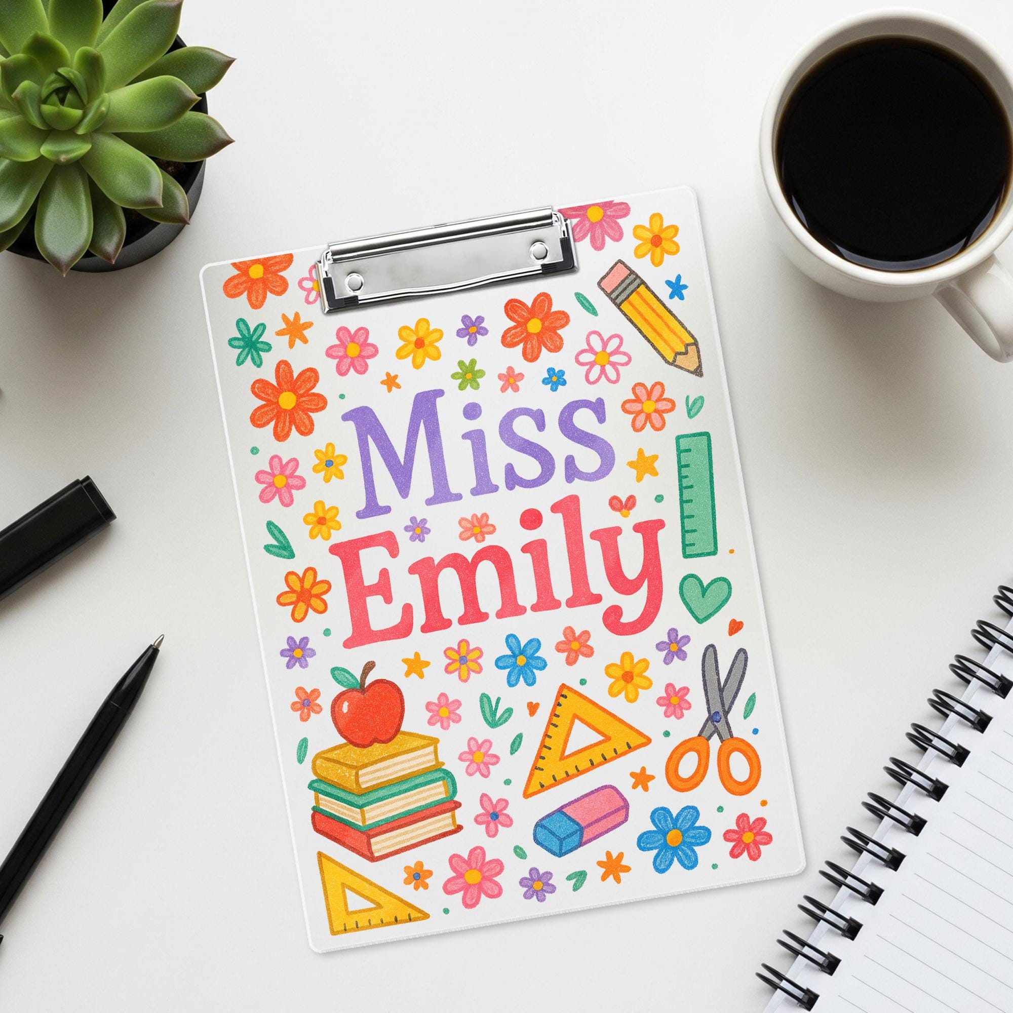 Personalized Teacher Clipboard, Custom Floral Clipboard with Name, Cute Back to School Gift, Teacher Office Supplies, Back To School Gift