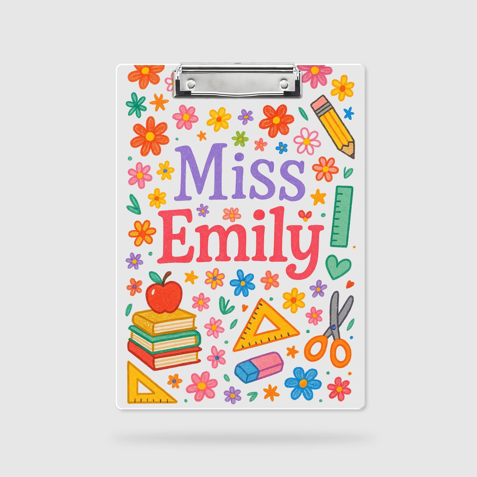 Personalized Teacher Clipboard, Custom Floral Clipboard with Name, Cute Back to School Gift, Teacher Office Supplies, Back To School Gift