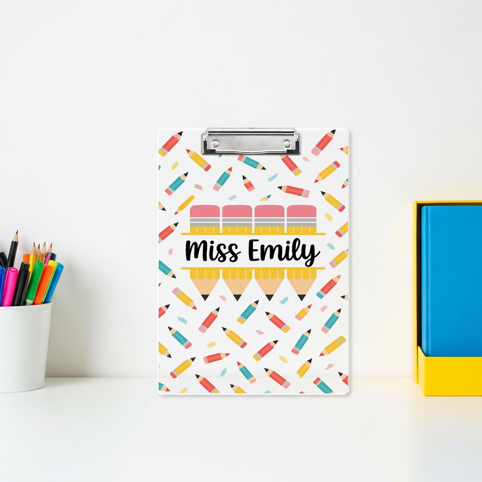 Personalized Pencil Clipboard, Cute Teacher Clipboard with Name,  School Office Supply, Back to School Teacher Gift, Teacher Accessories