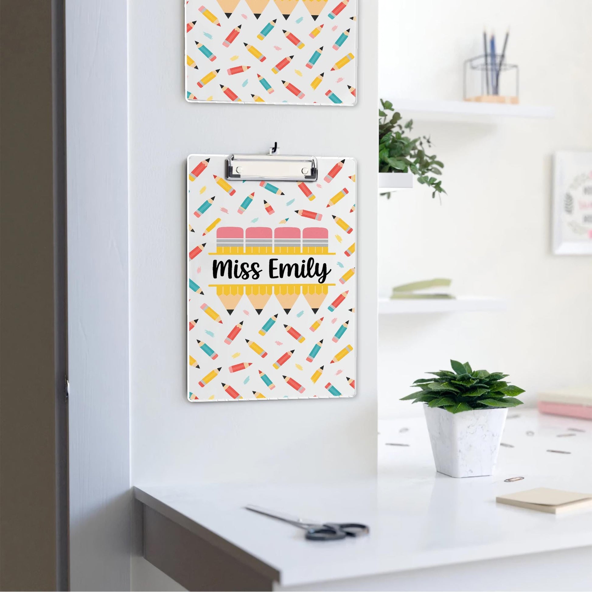 Personalized Pencil Clipboard, Cute Teacher Clipboard with Name,  School Office Supply, Back to School Teacher Gift, Teacher Accessories