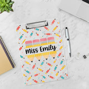 Personalized Pencil Clipboard, Cute Teacher Clipboard with Name,  School Office Supply, Back to School Teacher Gift, Teacher Accessories