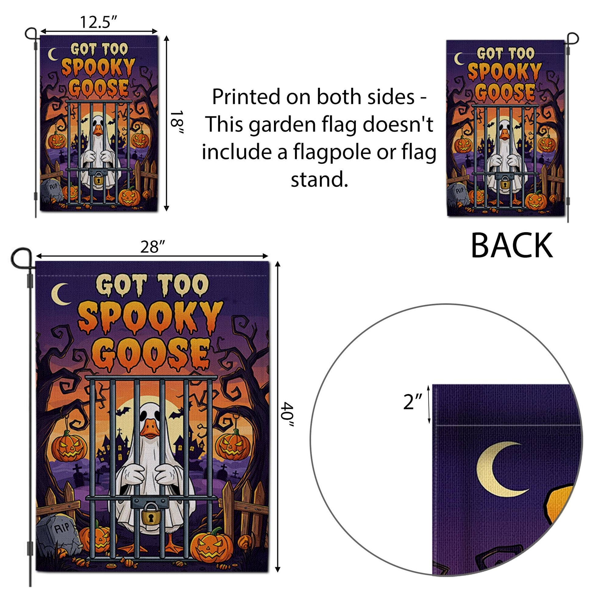 Funny Halloween Goose Garden Flag – Got Too Spooky Goose Yard Decor with Ghost Costume