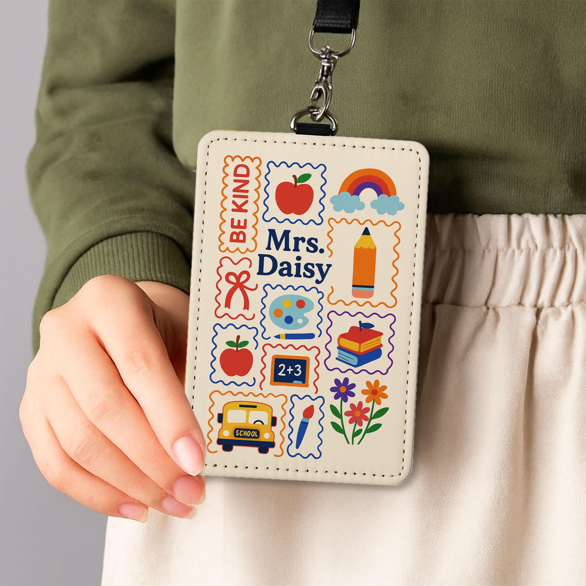 Teacher Badge Holder, Personalized ID Tag for School, Cute Be Kind Design, Custom Name Badge, Back to School Teacher Gift