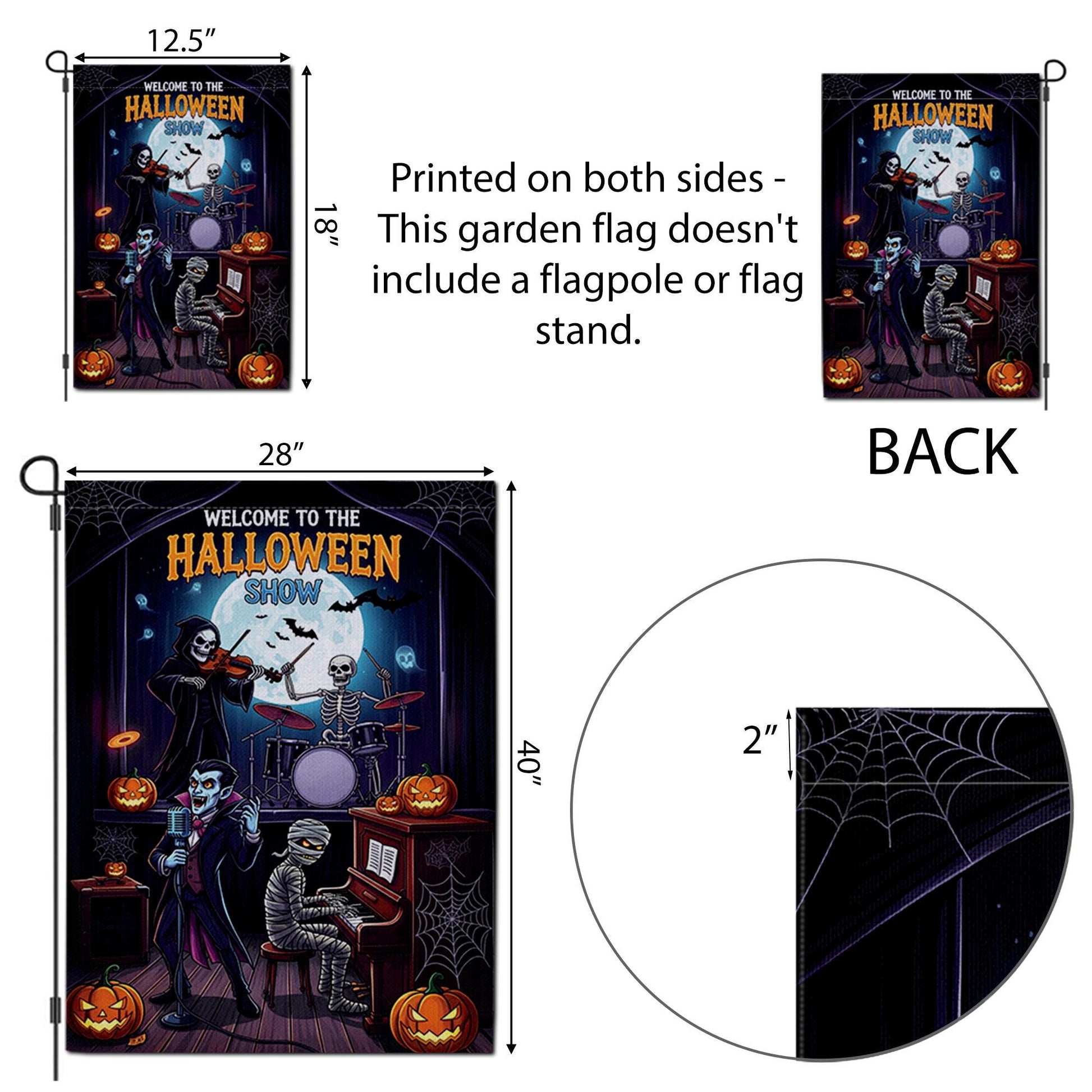 Halloween Band Garden Flag – Funny Monster Music Show Yard Decoration