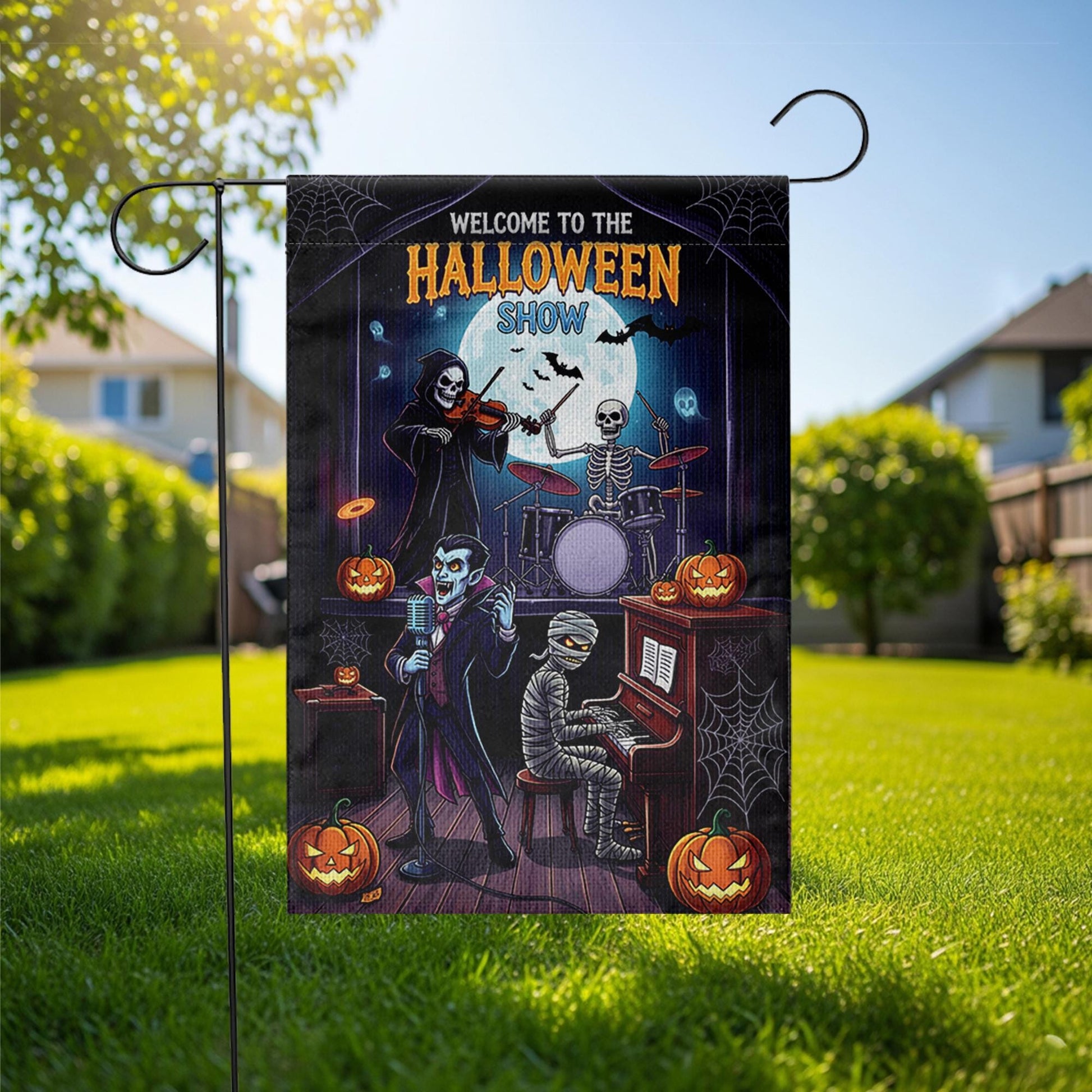 Halloween Band Garden Flag – Funny Monster Music Show Yard Decoration