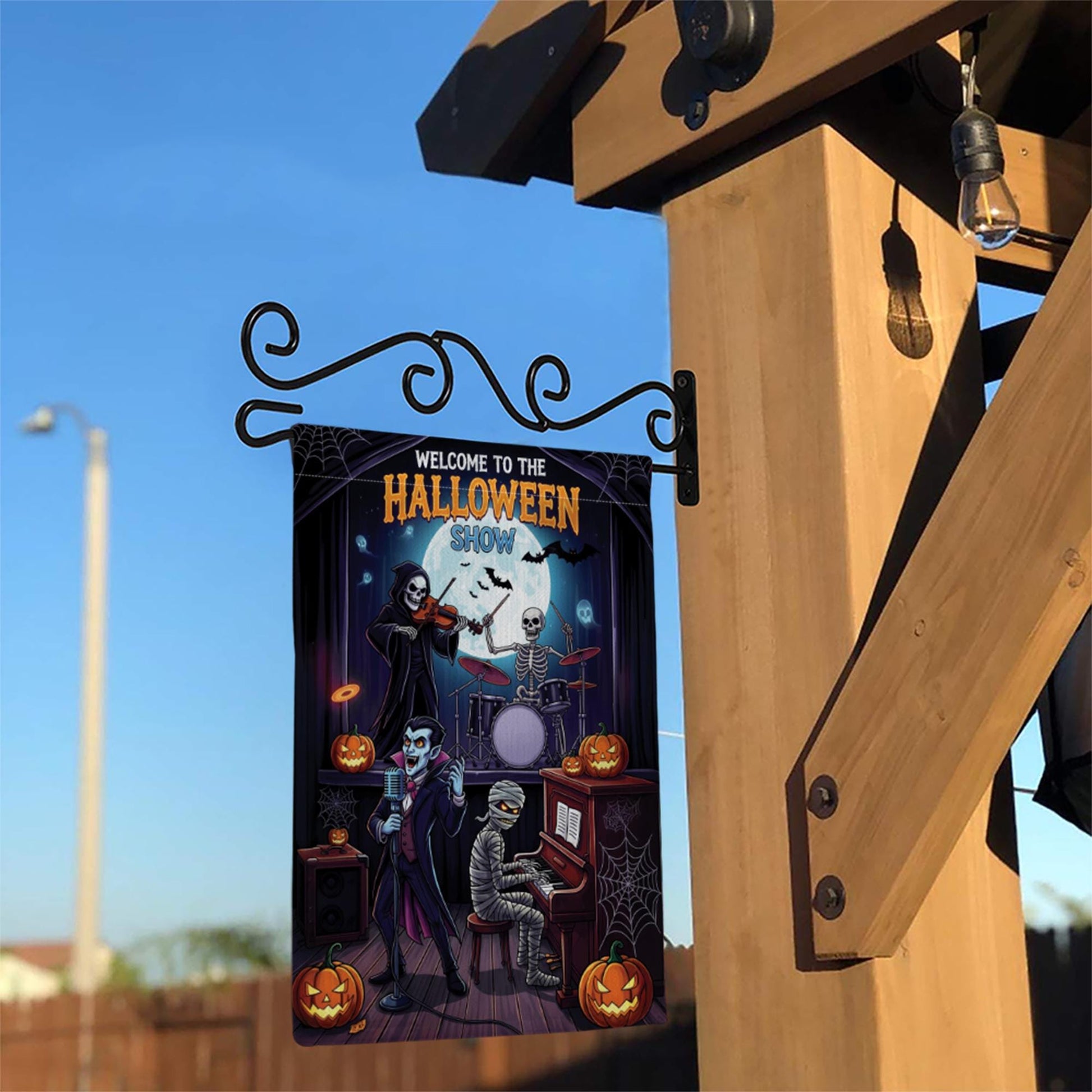 Halloween Band Garden Flag – Funny Monster Music Show Yard Decoration