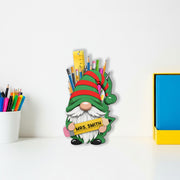 Personalized Teacher Gnome Pencil Holder| Custom Classroom Decor | Back to School or Holiday Gift for Teachers | Cute Pencil Holder Display