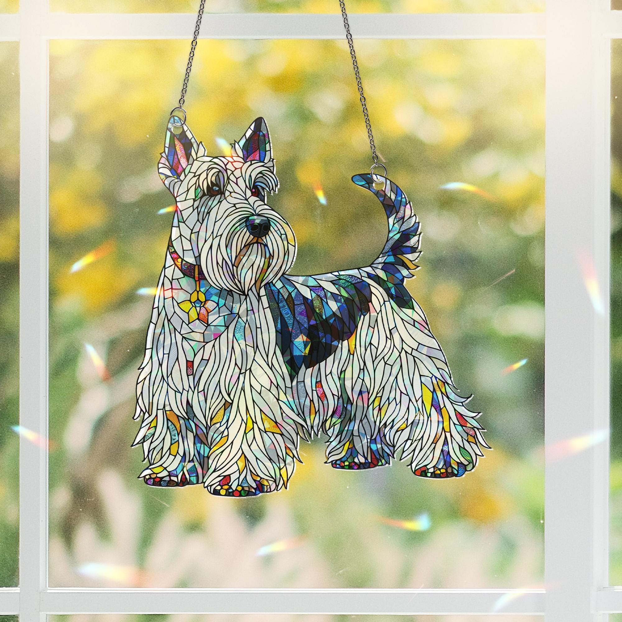 Scottish Terrier Dog Suncatcher, Holographic Acrylic Window Decor, Rainbow Scottie Gift for Dog Lovers, Sunlight Catcher Ornament