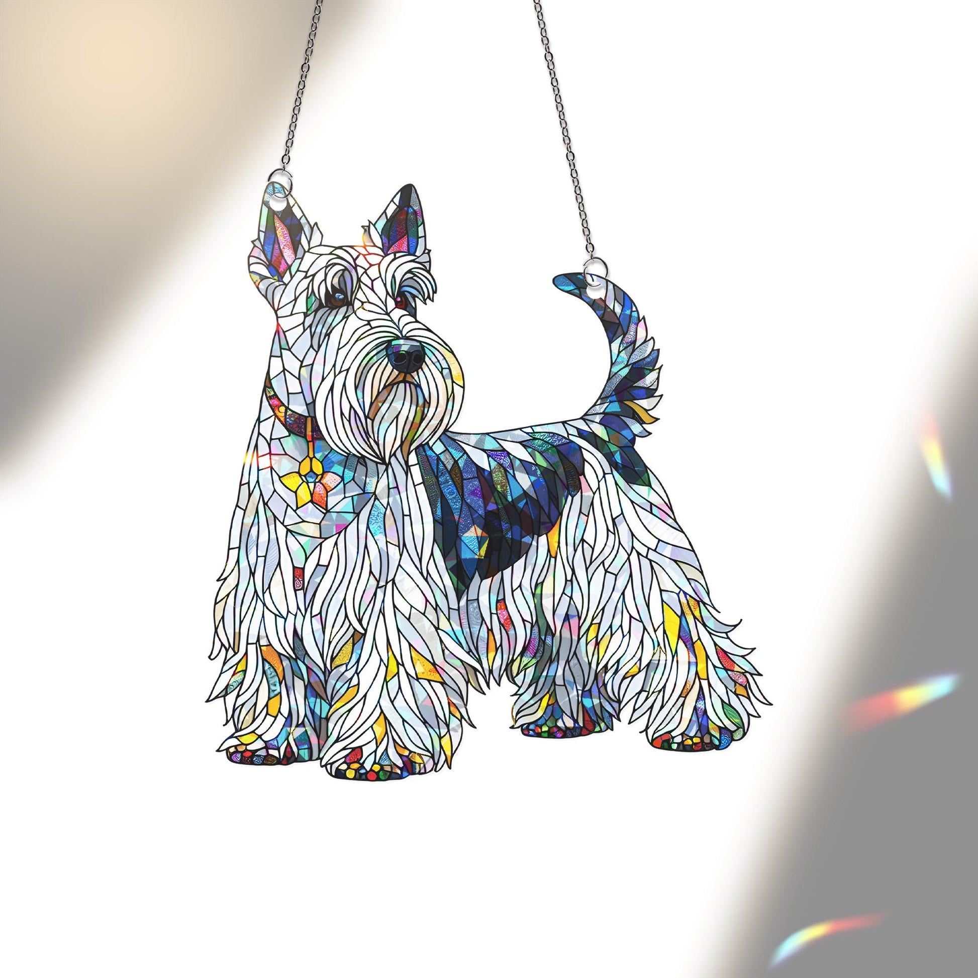Scottish Terrier Dog Suncatcher, Holographic Acrylic Window Decor, Rainbow Scottie Gift for Dog Lovers, Sunlight Catcher Ornament