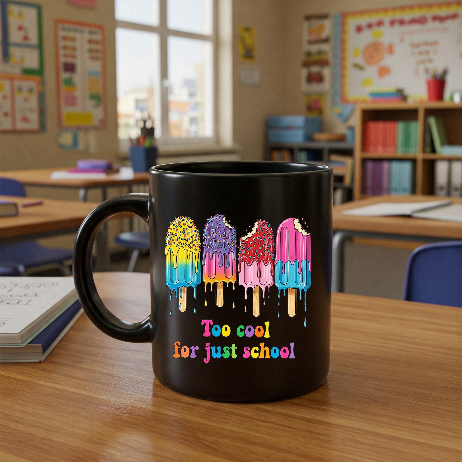 Teacher Popsicles Mug, Too Cool For Just School Mug, Funny Dripping Popsicle Teacher mug, Back To School Gift, Teacher Mug