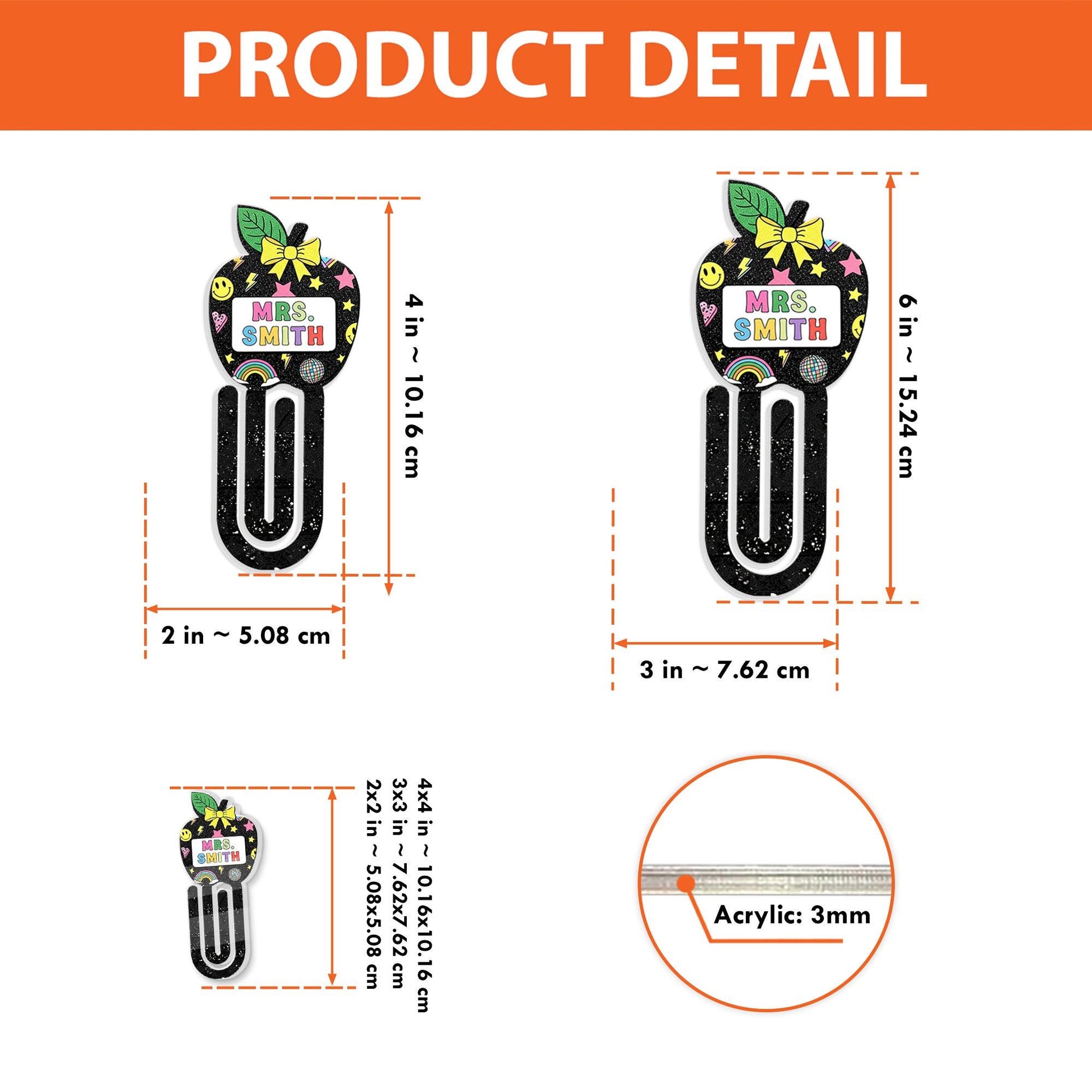 Personalized Teacher Paper Clip - Custom Name Apple Bookmark Clip, Teacher Gift, Back to School Stationary, Desk Accessories For Teachers