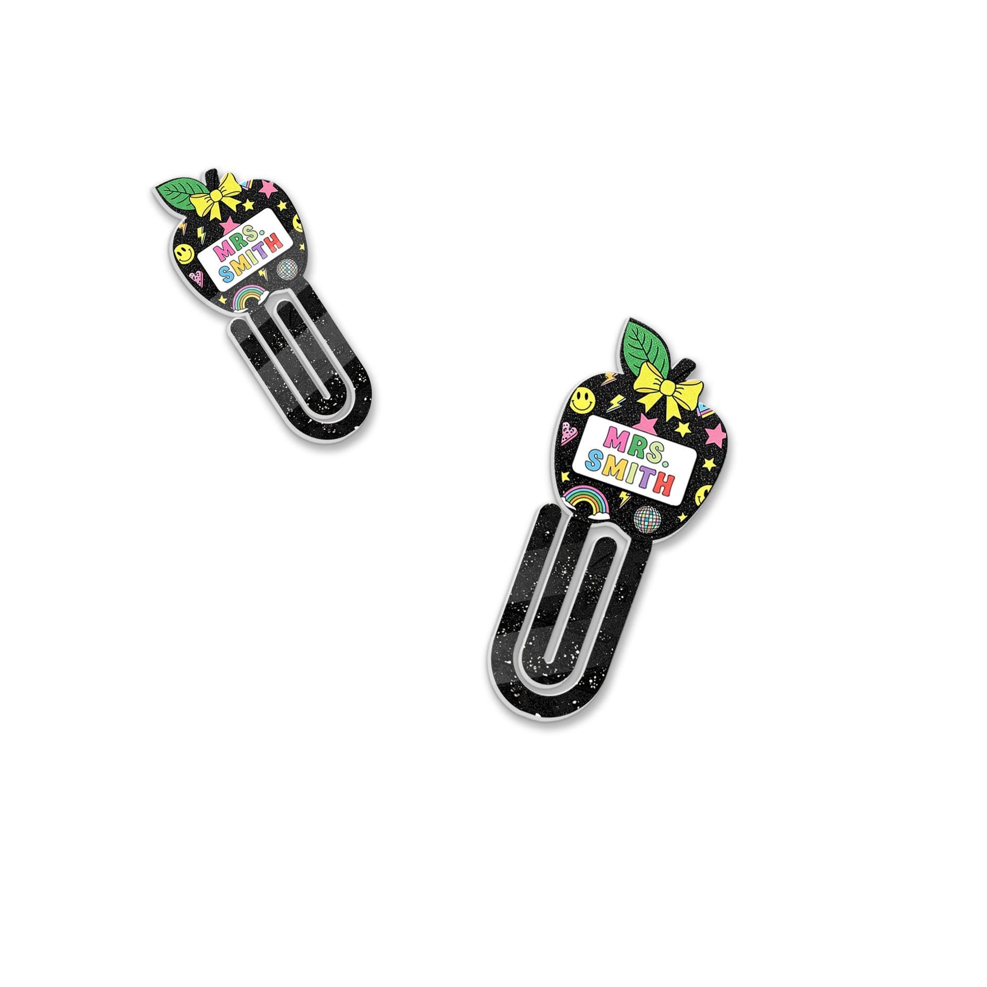 Personalized Teacher Paper Clip - Custom Name Apple Bookmark Clip, Teacher Gift, Back to School Stationary, Desk Accessories For Teachers