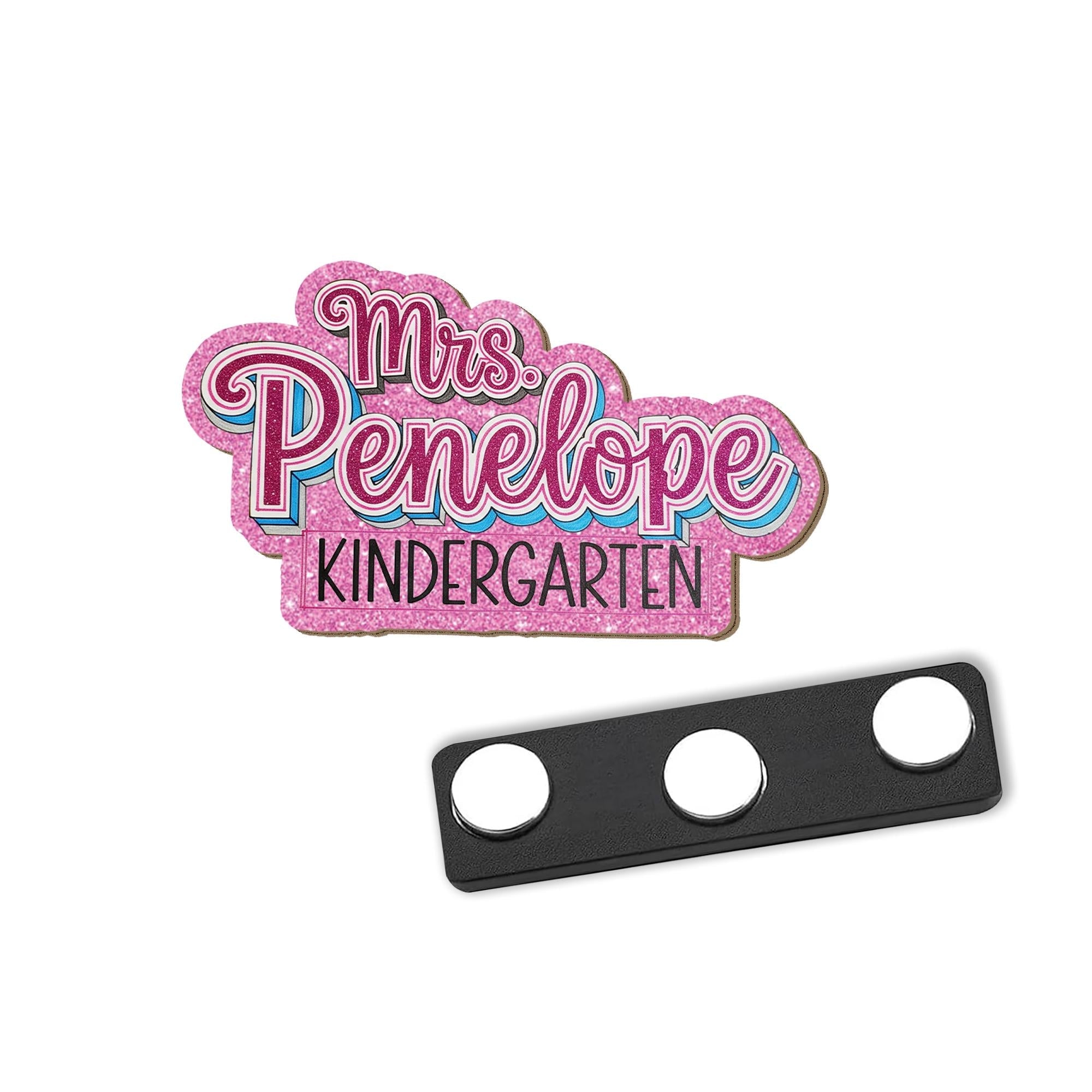 Custom Teacher Name Tag, Glitter Magnetic Badge, Personalized Classroom Name Tag, Kindergarten Teacher Gift, Teacher Gift Tag