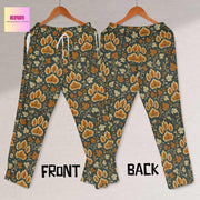 Autumn Paw Print Pajama Pants, Cozy Fall Lounge Pants for Dog & Cat Moms, Leaf Pattern Pet Lover Gift, Cute autumn Sleepwear