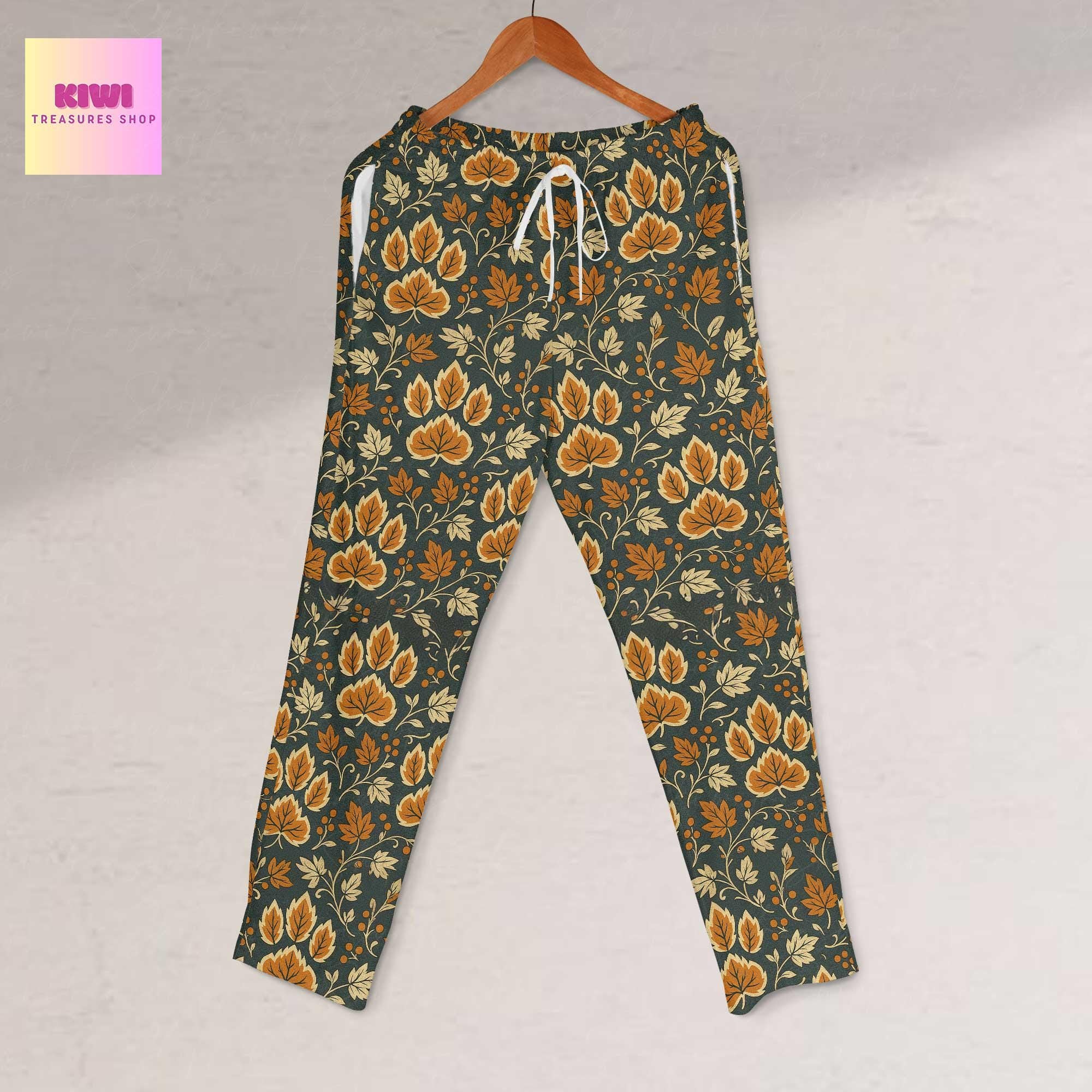 Autumn Paw Print Pajama Pants, Cozy Fall Lounge Pants for Dog & Cat Moms, Leaf Pattern Pet Lover Gift, Cute autumn Sleepwear