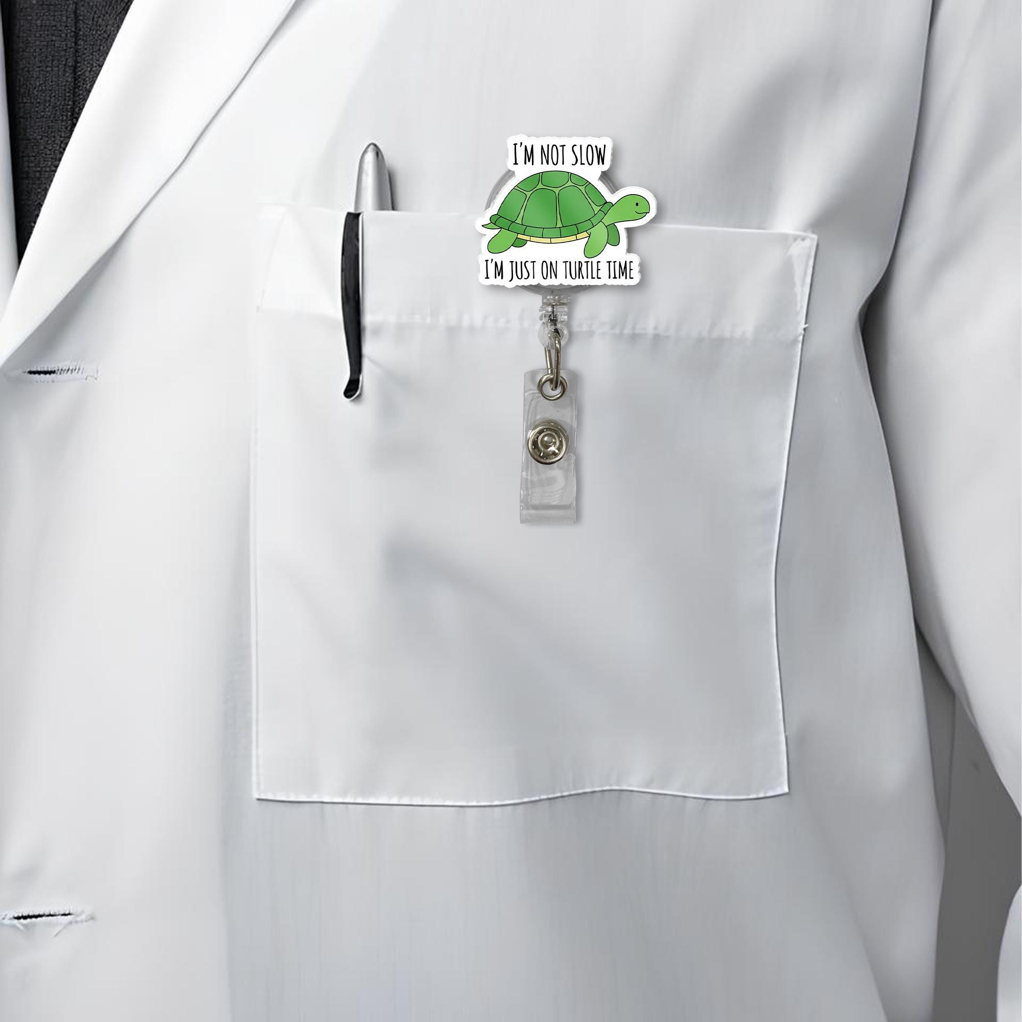Turtle Badge Reel, I'm Not Slow I'm on Turtle Time, Funny ID Clip, Cute Work Lanyard, Animal Badge Holder, Slow and Steady Humor