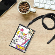 Custom Teacher ID Lanyard Badge – Cute Back to School Lanyard Card with Name, Glitter Border, and Positive Quote – Teacher Gift