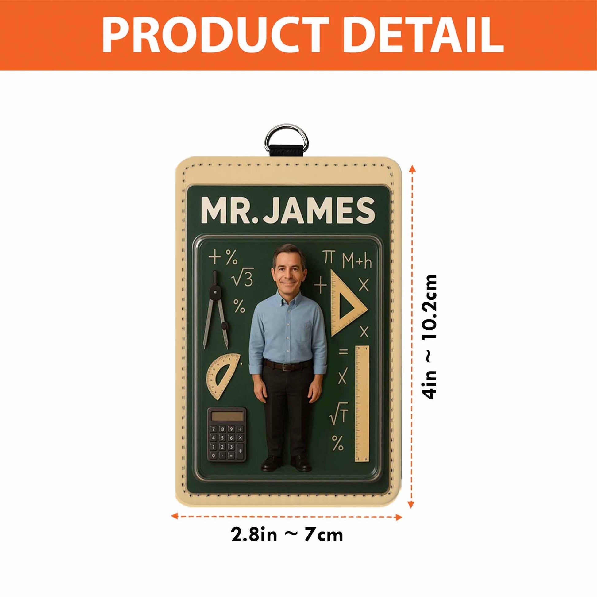 Personalized Math Teacher Badge Holder, Custom Name ID Tag with Calculator and Ruler, Back to School Gift for Math Educators