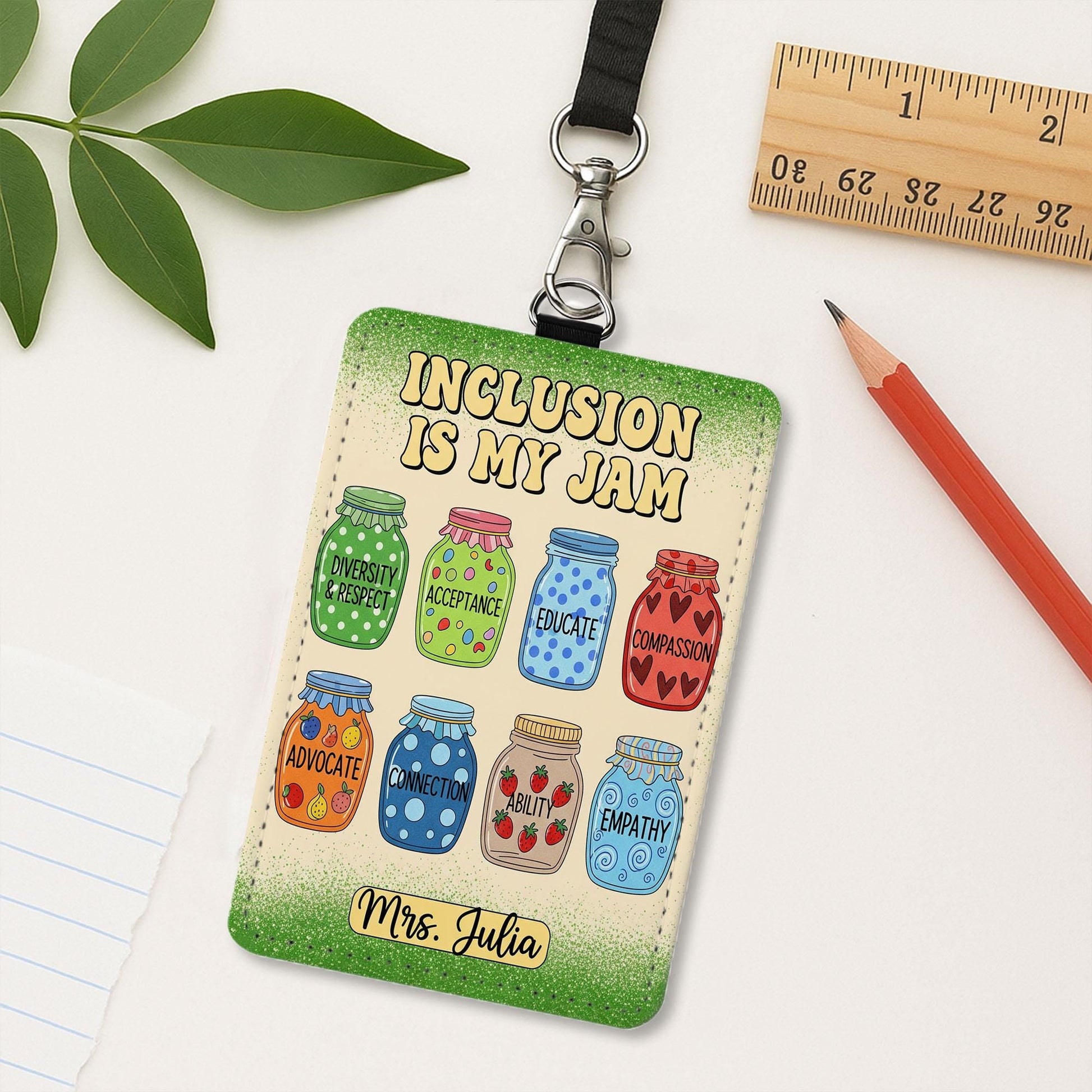 Personalized Teacher Badge Holder, Inclusion Is My Jam Lanyard, Custom Name ID Tag, Back to School Gift, Educator Appreciation