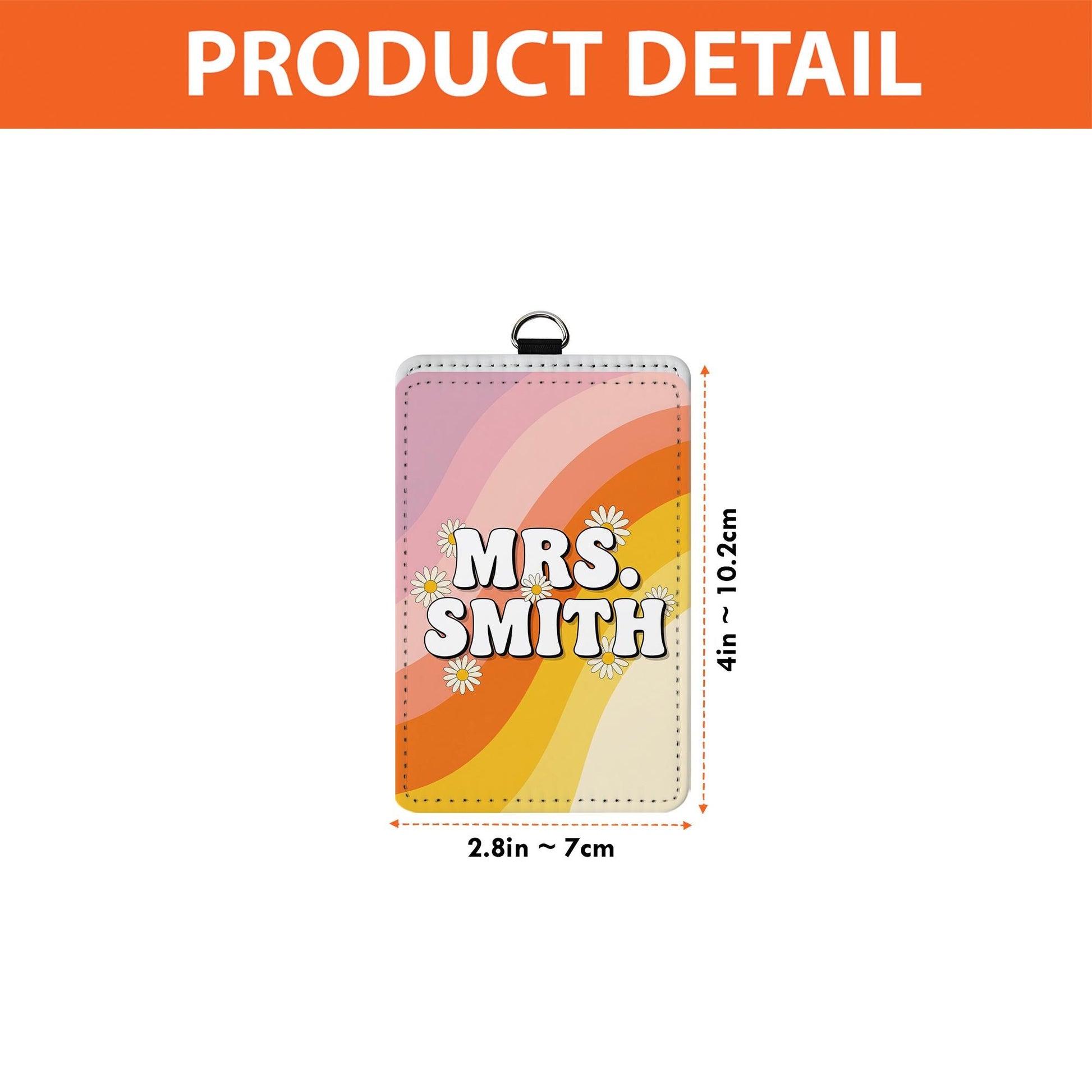 Personalized Teacher Badge Holder, Retro Rainbow Name Tag for Teachers, Custom Lanyard ID Card, Cute Groovy Teacher Gift