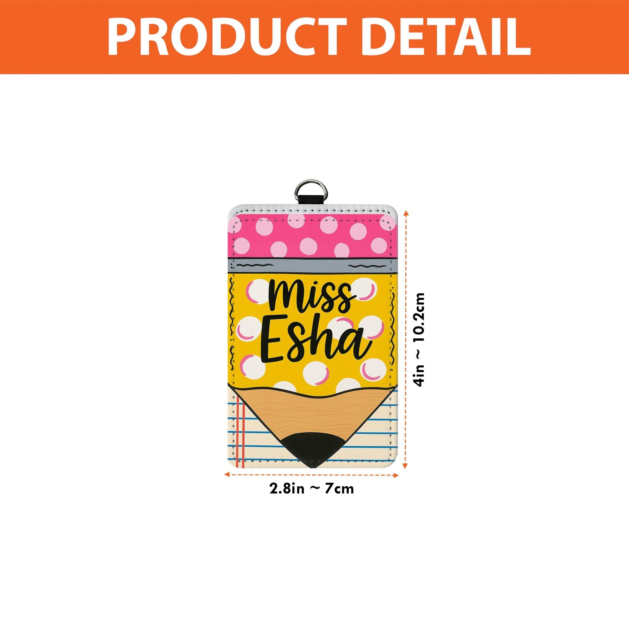 Pencil Teacher Badge Holder, Custom Name ID Tag, Cute Lanyard for Women, Back to School Gift, Miss Esha Name Tag, Teacher Accessory