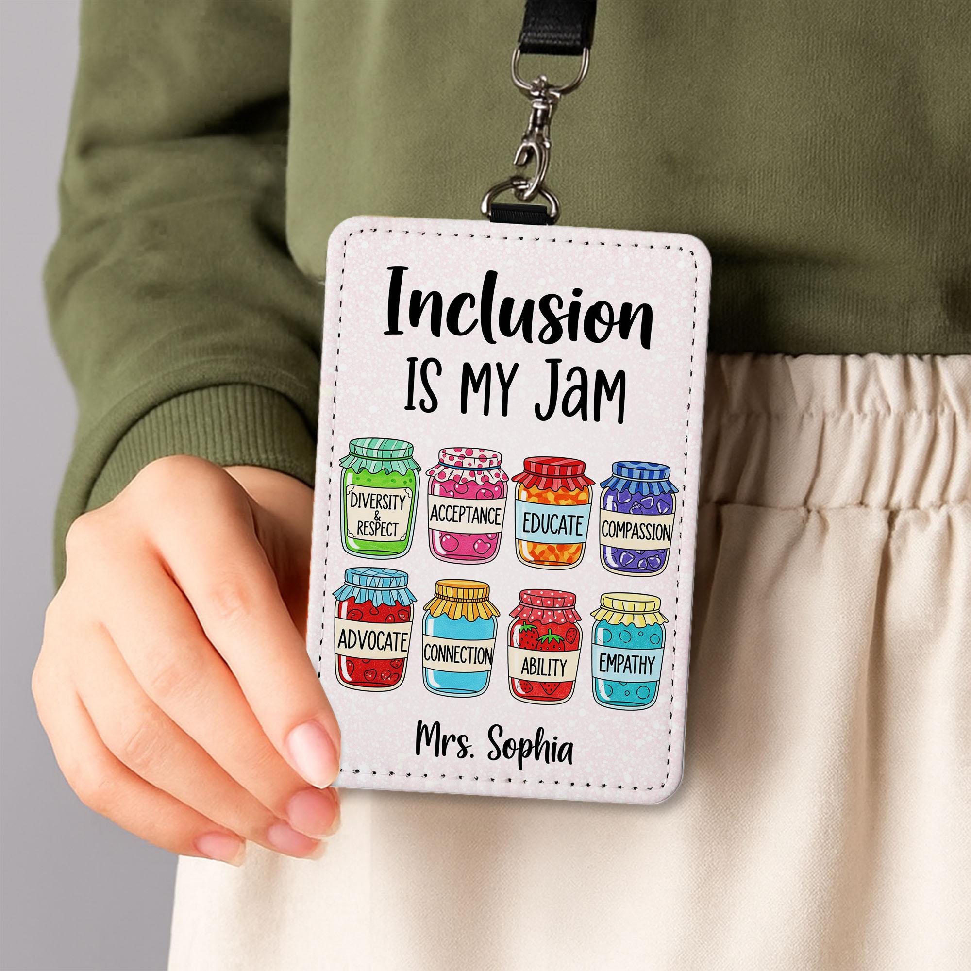 Inclusion Is My Jam Badge Holder, Personalized Teacher ID Tag, Custom Lanyard, Educator Gift, Diversity Inclusion Badge Reel