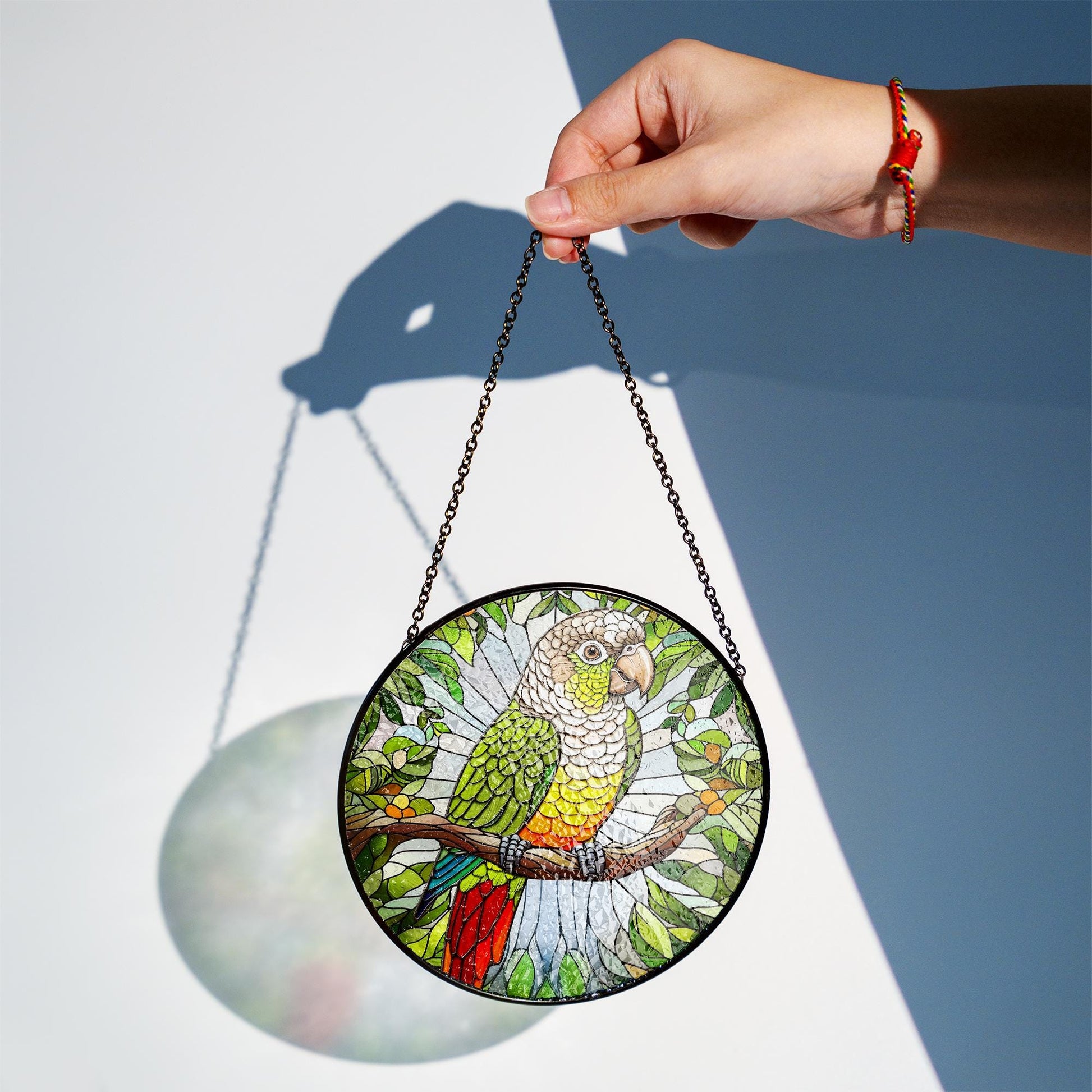 Glass Suncatcher Conure Bird Decor, Colorful Handcrafted Sun Catcher for Bird Nerds, Unique Home Accent & Gift for Mom