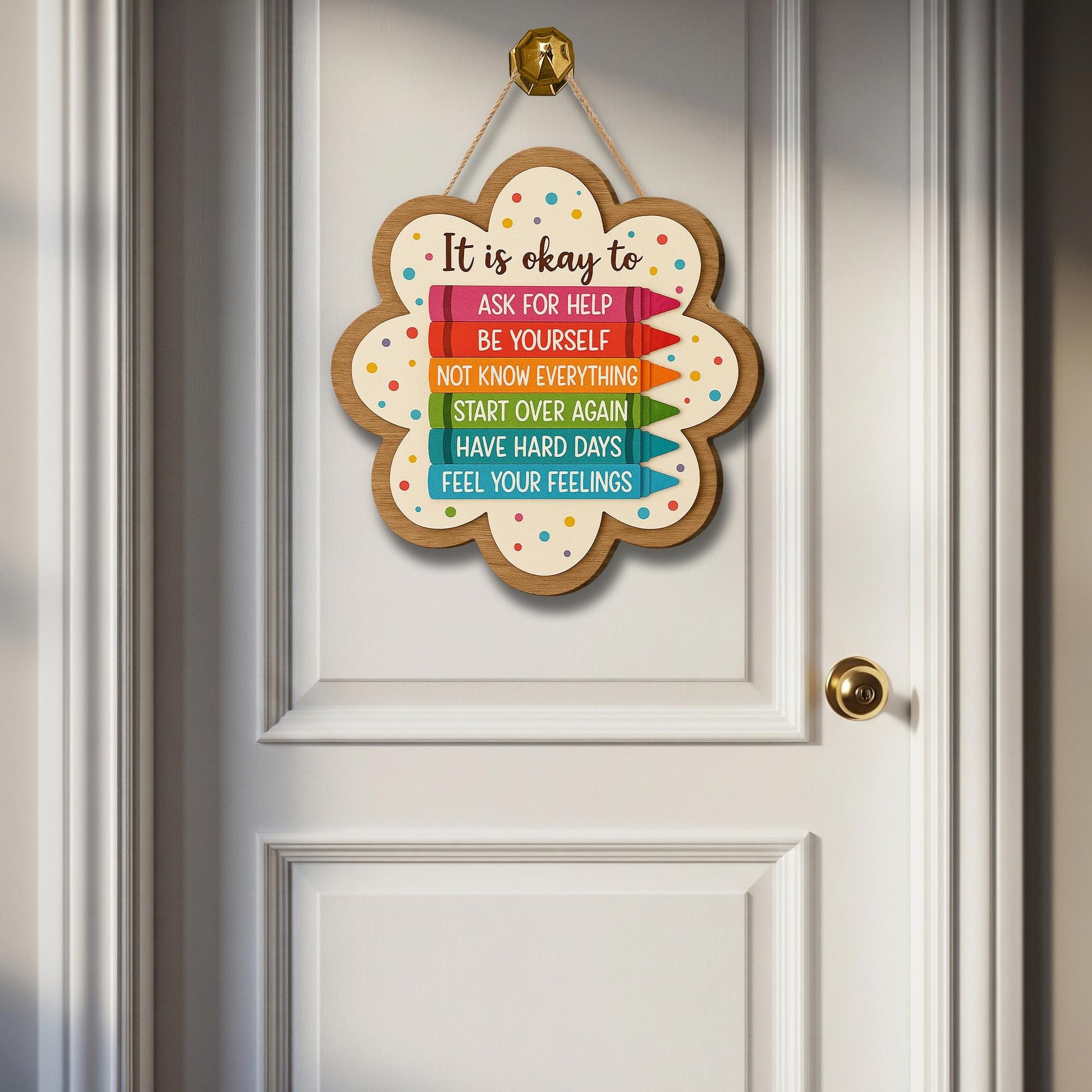 It Is Okay To Ask For Help Wooden Sign - Encouraging Self-Care & Mental Health Reminder Decor for Home or Office, Positive Affirmations Gift
