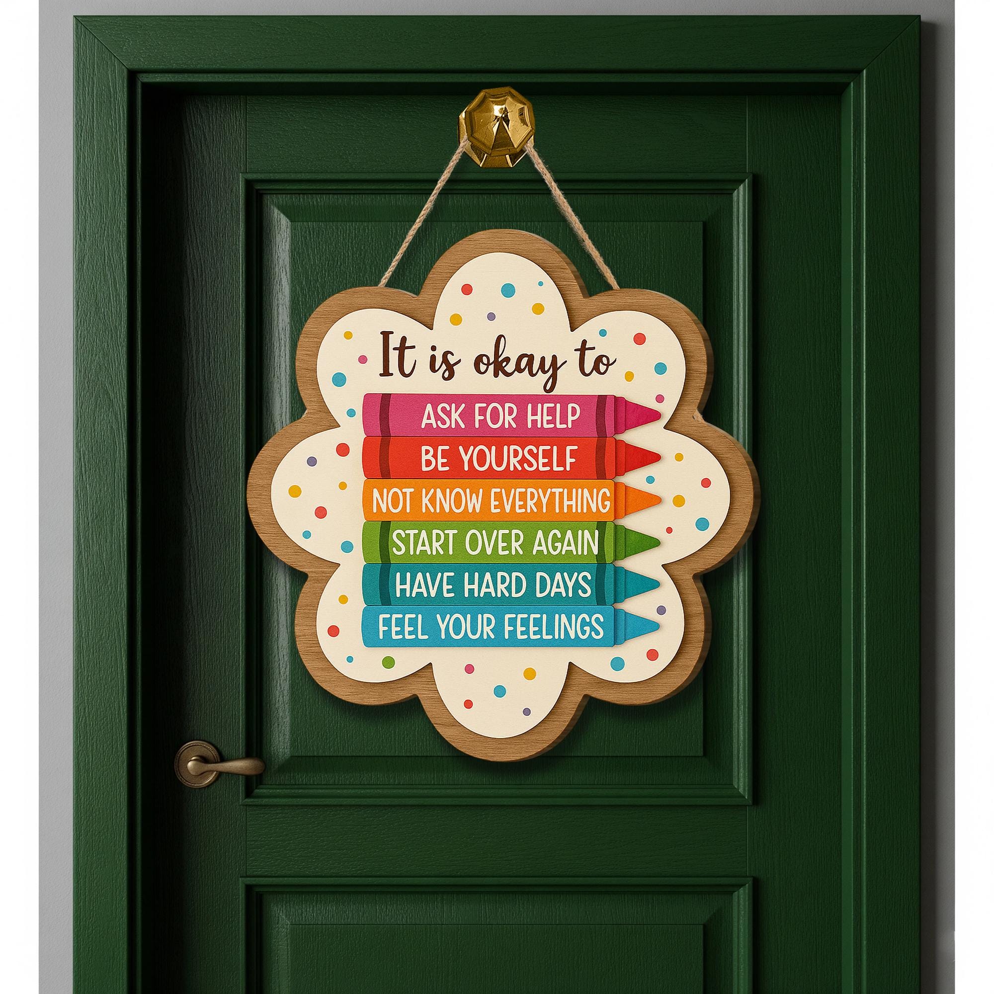 It Is Okay To Ask For Help Wooden Sign - Encouraging Self-Care & Mental Health Reminder Decor for Home or Office, Positive Affirmations Gift