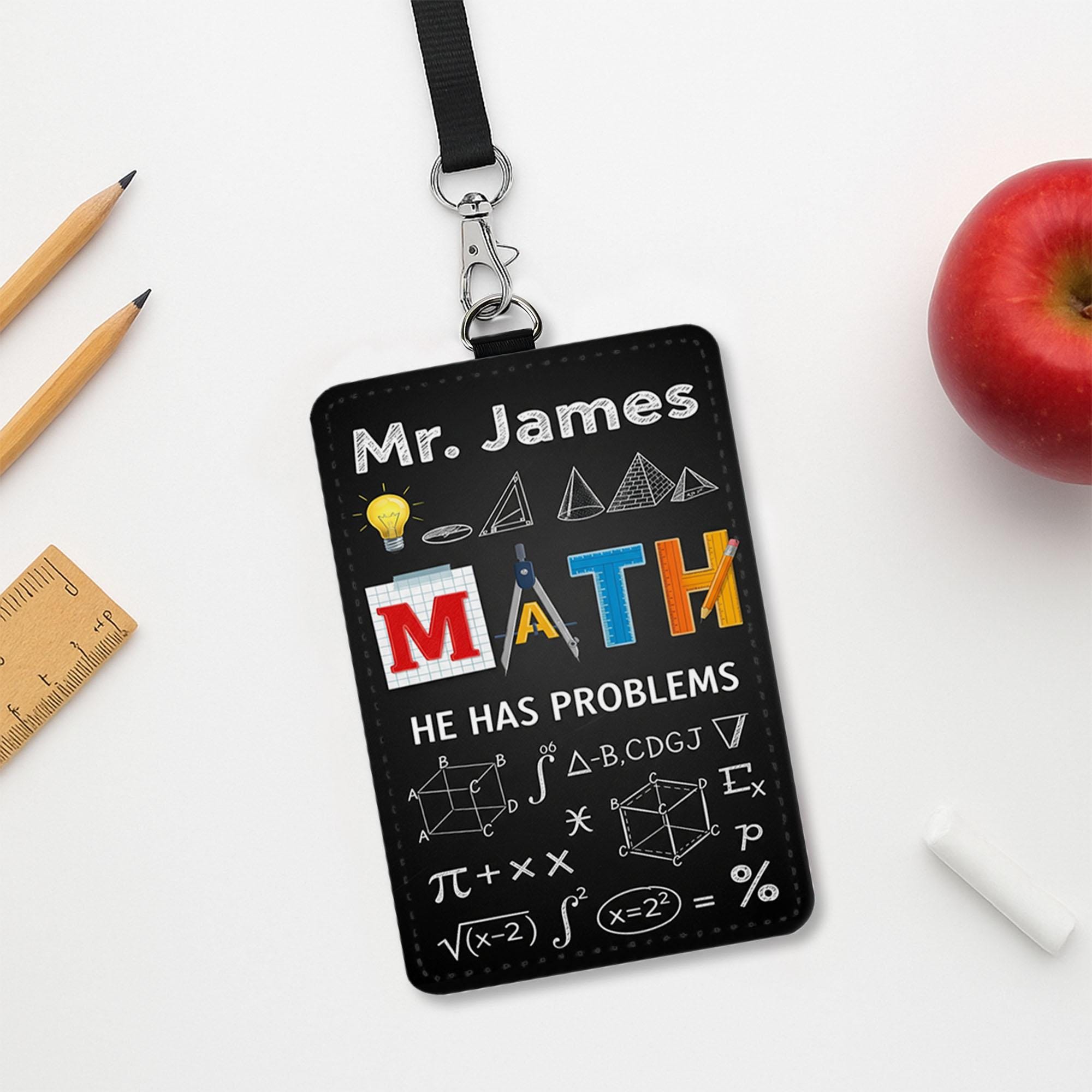 Personalized Math Teacher Badge Holder, Custom ID Card, Math Formulas Lanyard, STEM Educator Gift, Back to School
