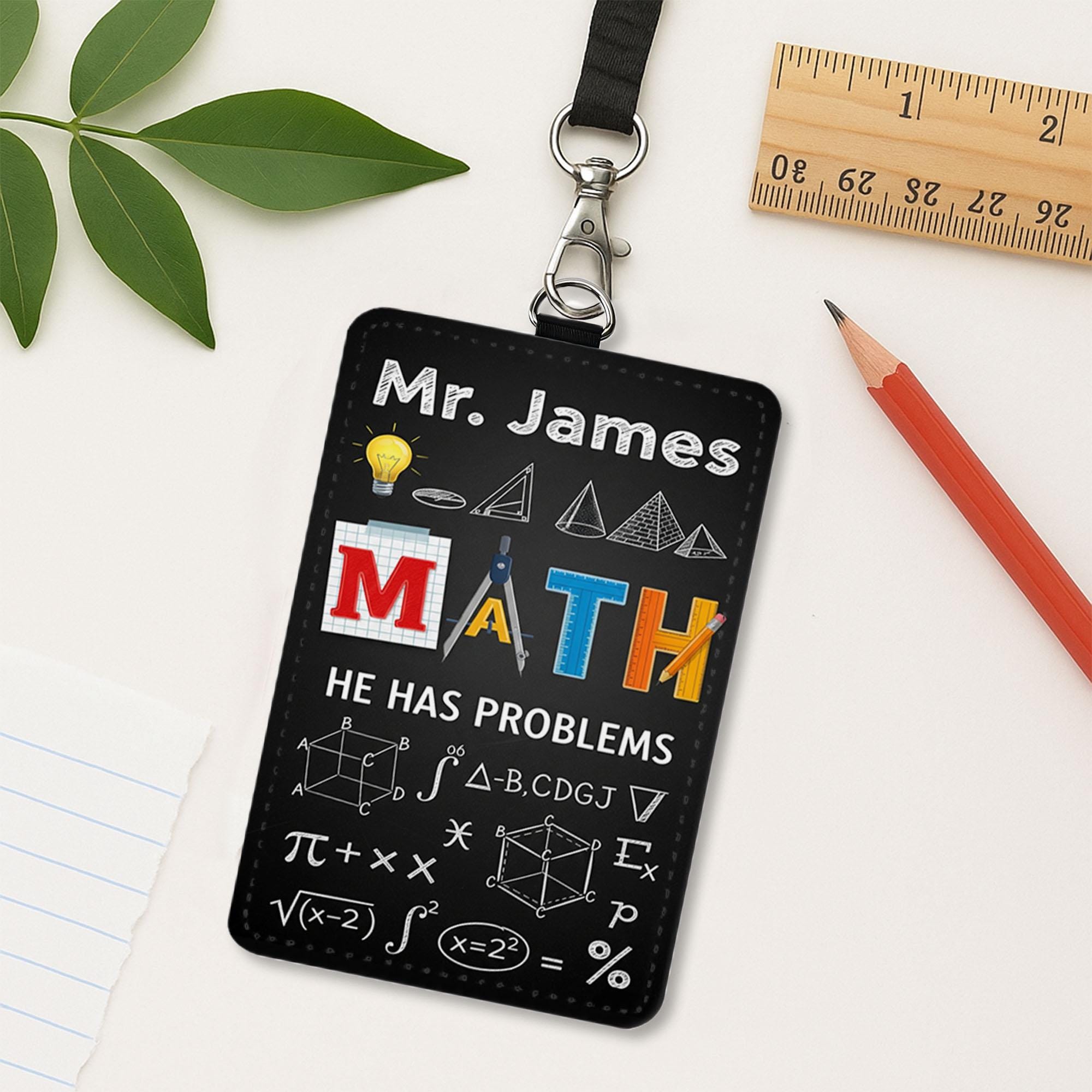 Personalized Math Teacher Badge Holder, Custom ID Card, Math Formulas Lanyard, STEM Educator Gift, Back to School