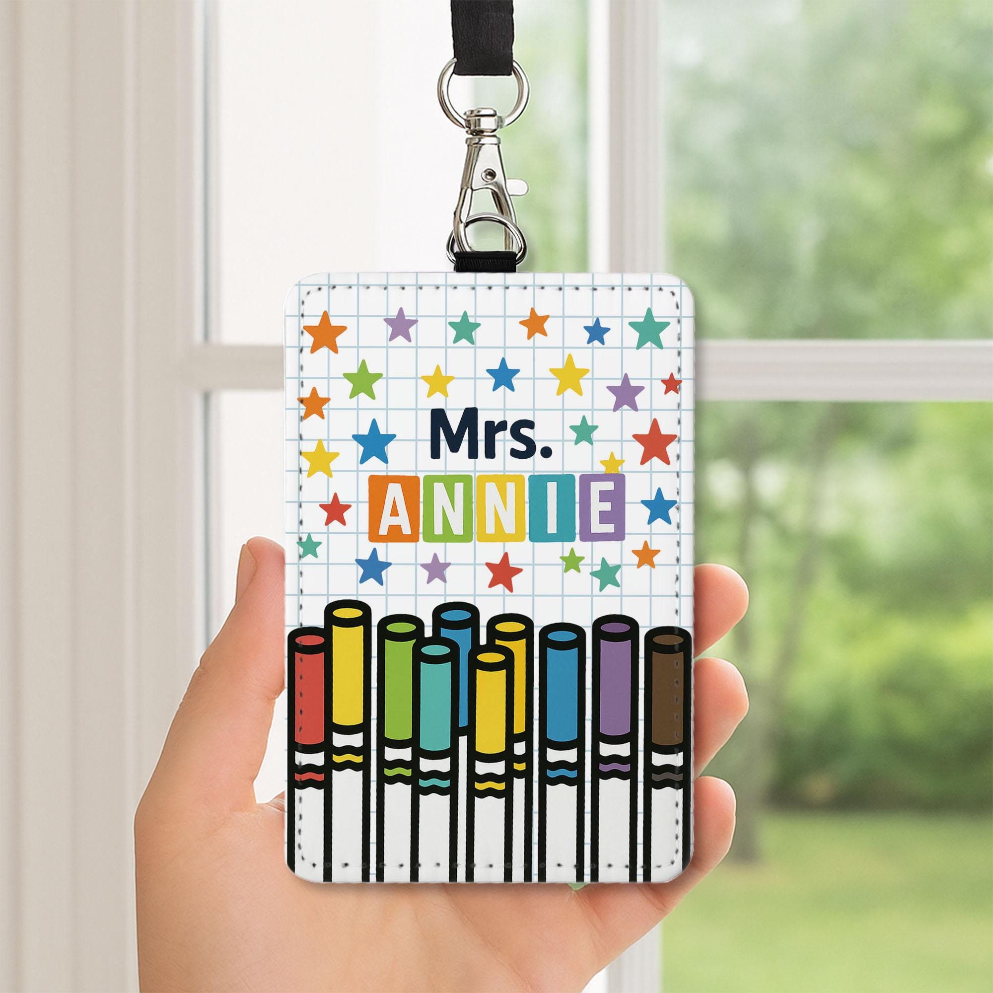 Personalized Teacher Badge Holder, Custom Star Design Lanyard, Educator ID Holder, Back to School Gift