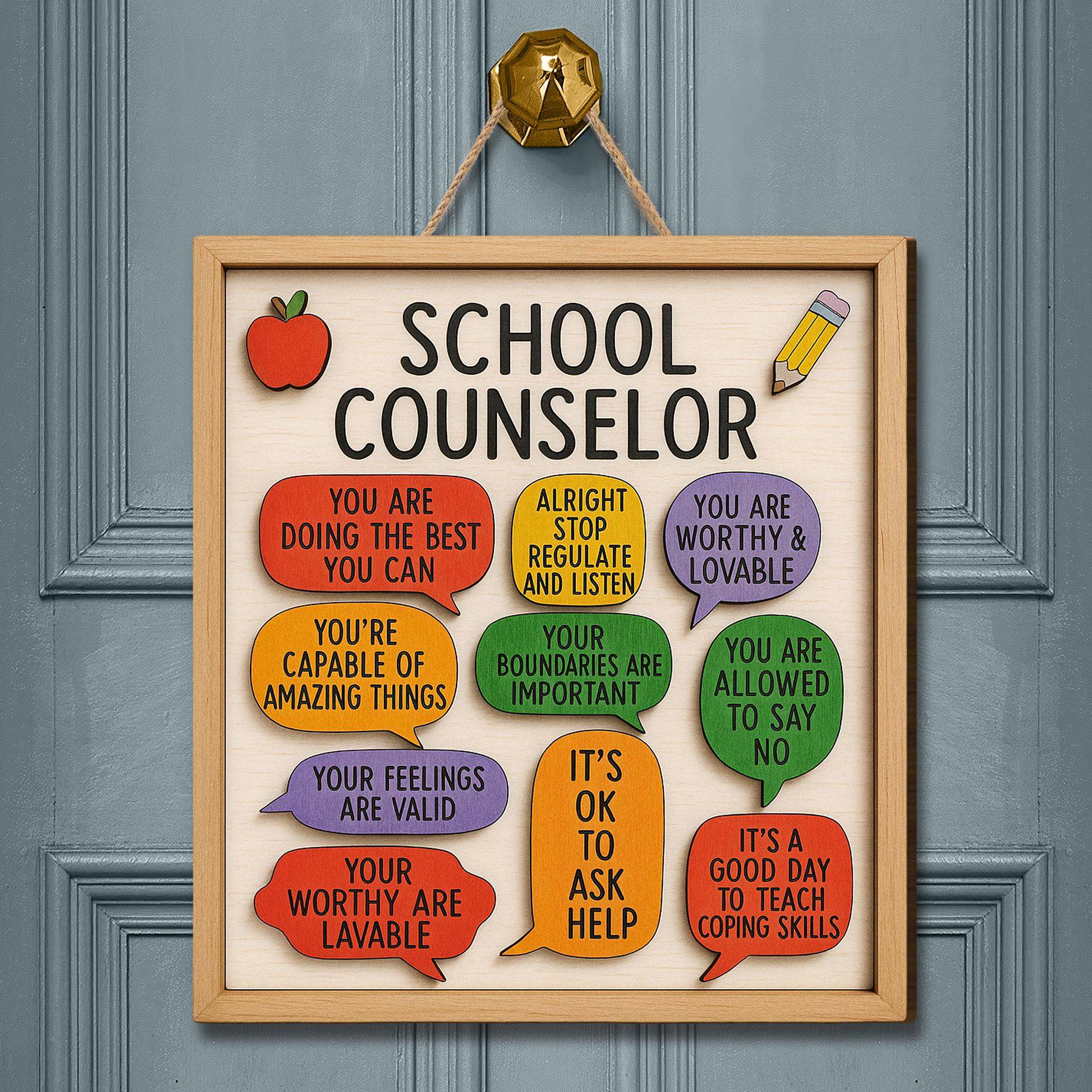 School Counselor Door Sign, Mental Health Affirmations Wall Art, Counselor Office Decor, Therapy Wood Plaque, Gift for Counselor