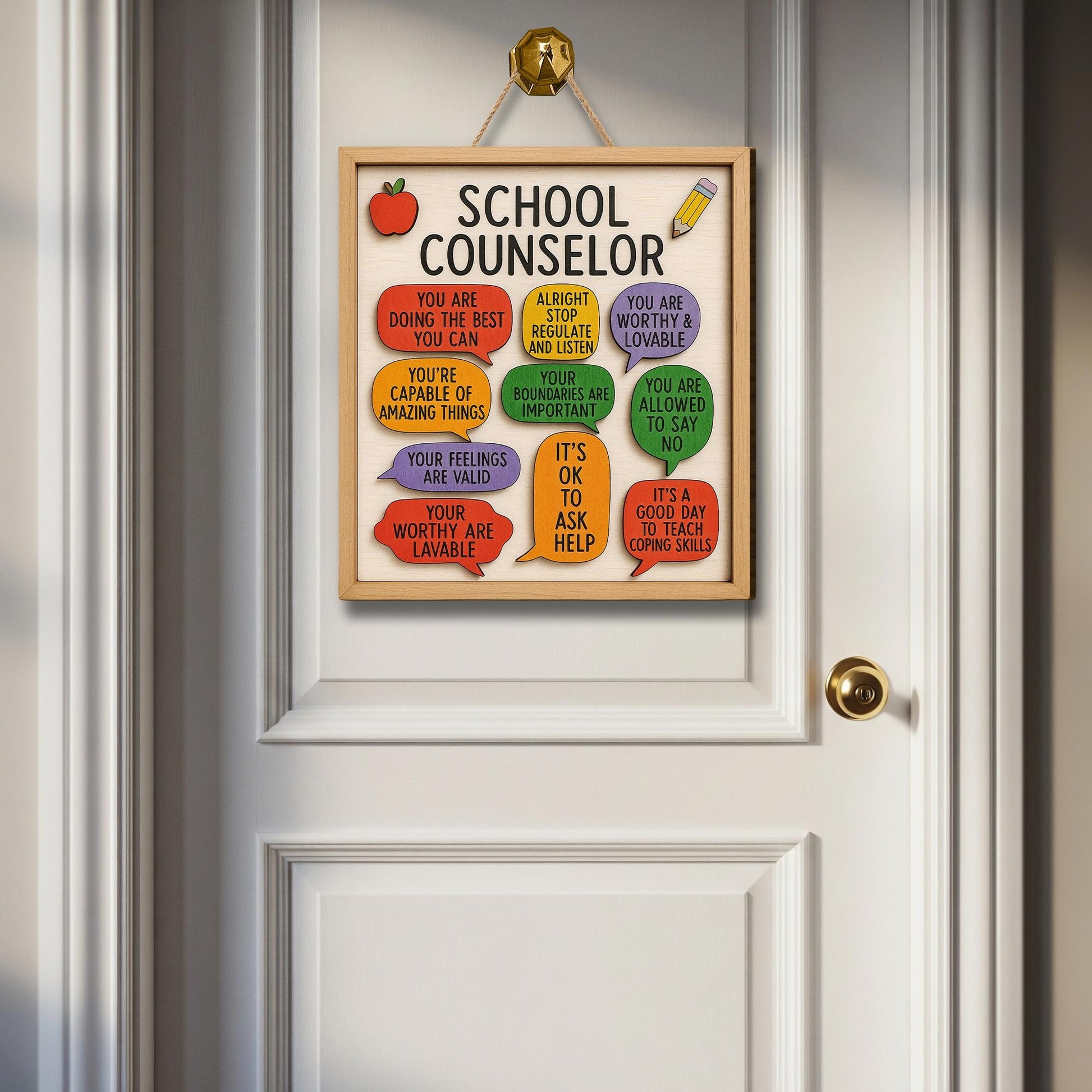 School Counselor Door Sign, Mental Health Affirmations Wall Art, Counselor Office Decor, Therapy Wood Plaque, Gift for Counselor