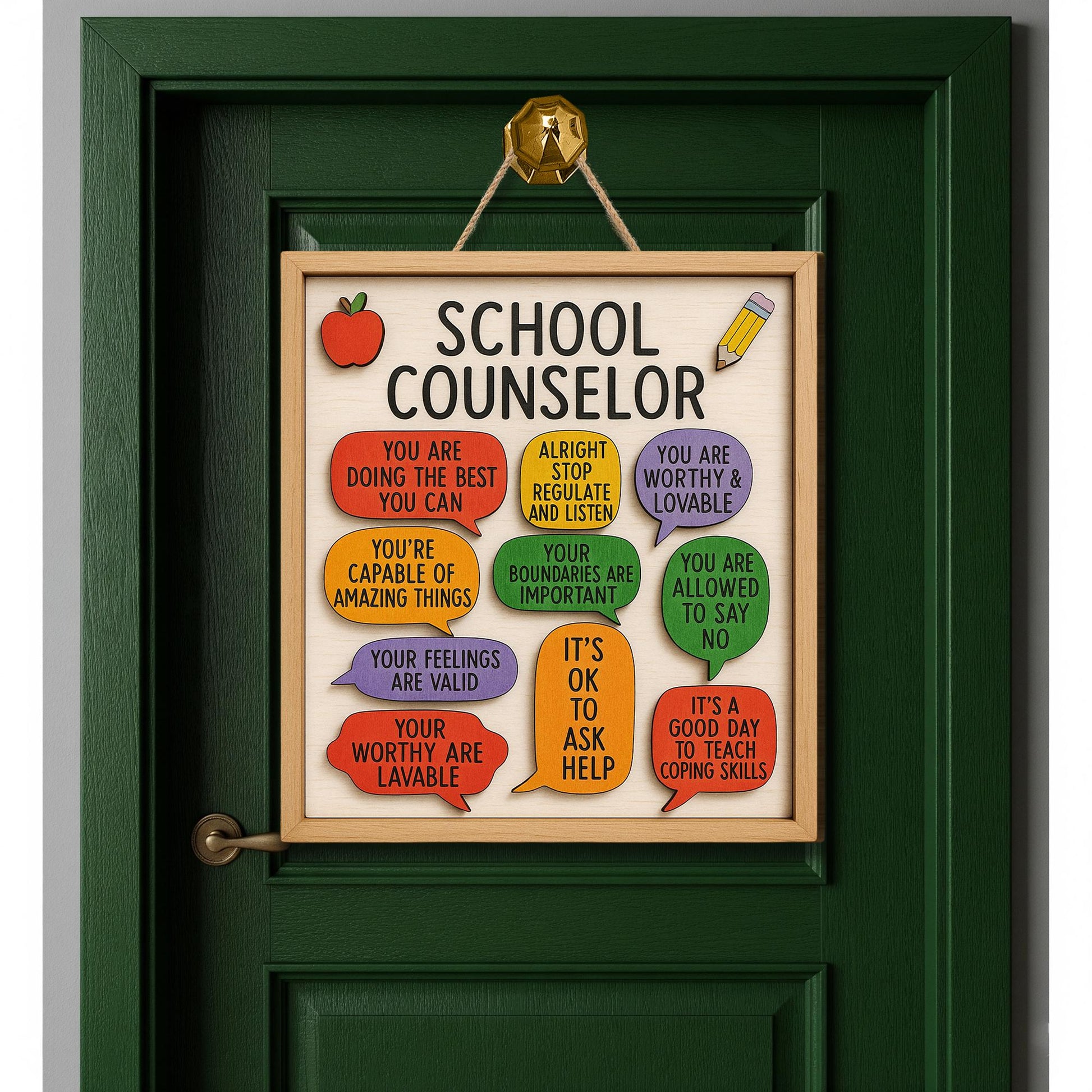 School Counselor Door Sign, Mental Health Affirmations Wall Art, Counselor Office Decor, Therapy Wood Plaque, Gift for Counselor