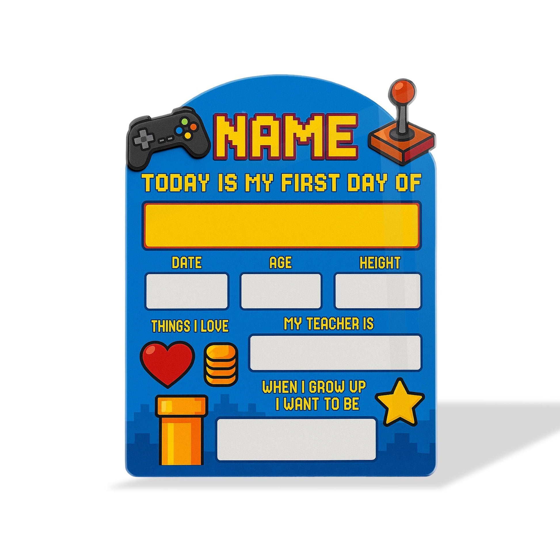 Personalized Gamer First Day of School Sign | Back to School Photo Prop | Video Game Theme Milestone Board | Reusable Keepsake