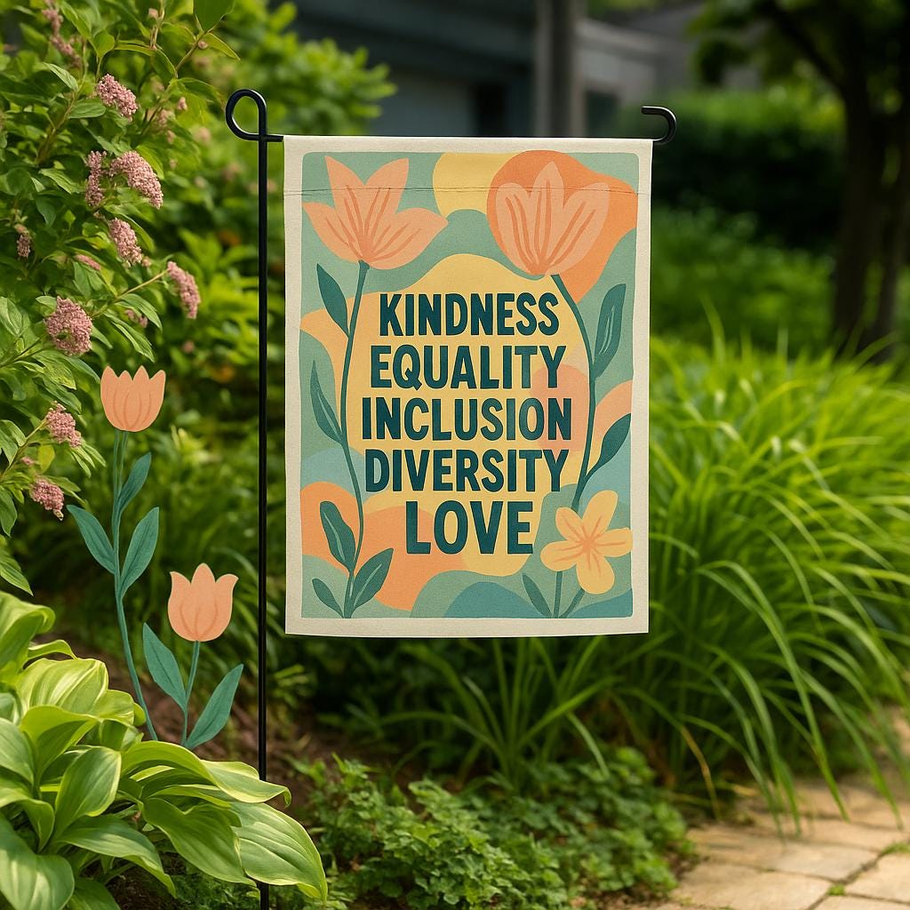 Kindness Equality Inclusion Garden Flag, Diversity Love Yard Sign, Colorful Outdoor Decor, Inspirational Pride Flag for Lawn or Porch